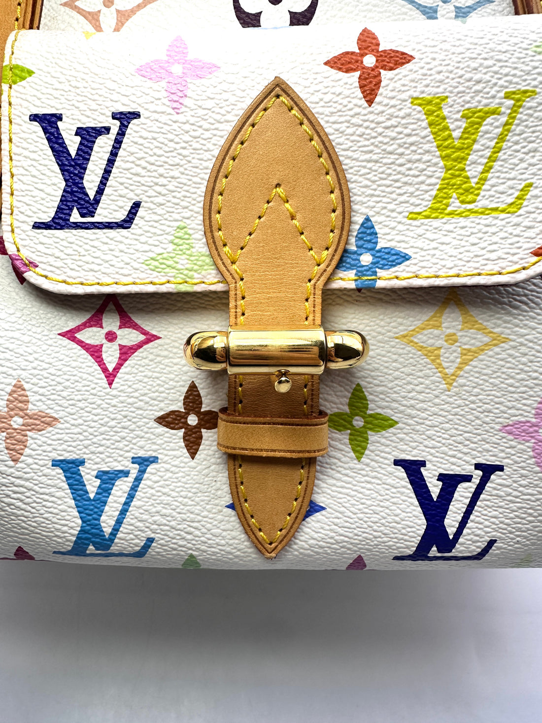Louis Vuitton x Takashi Murakami White Multicolor Monogram Monogram Priscilla Handle Bag G057