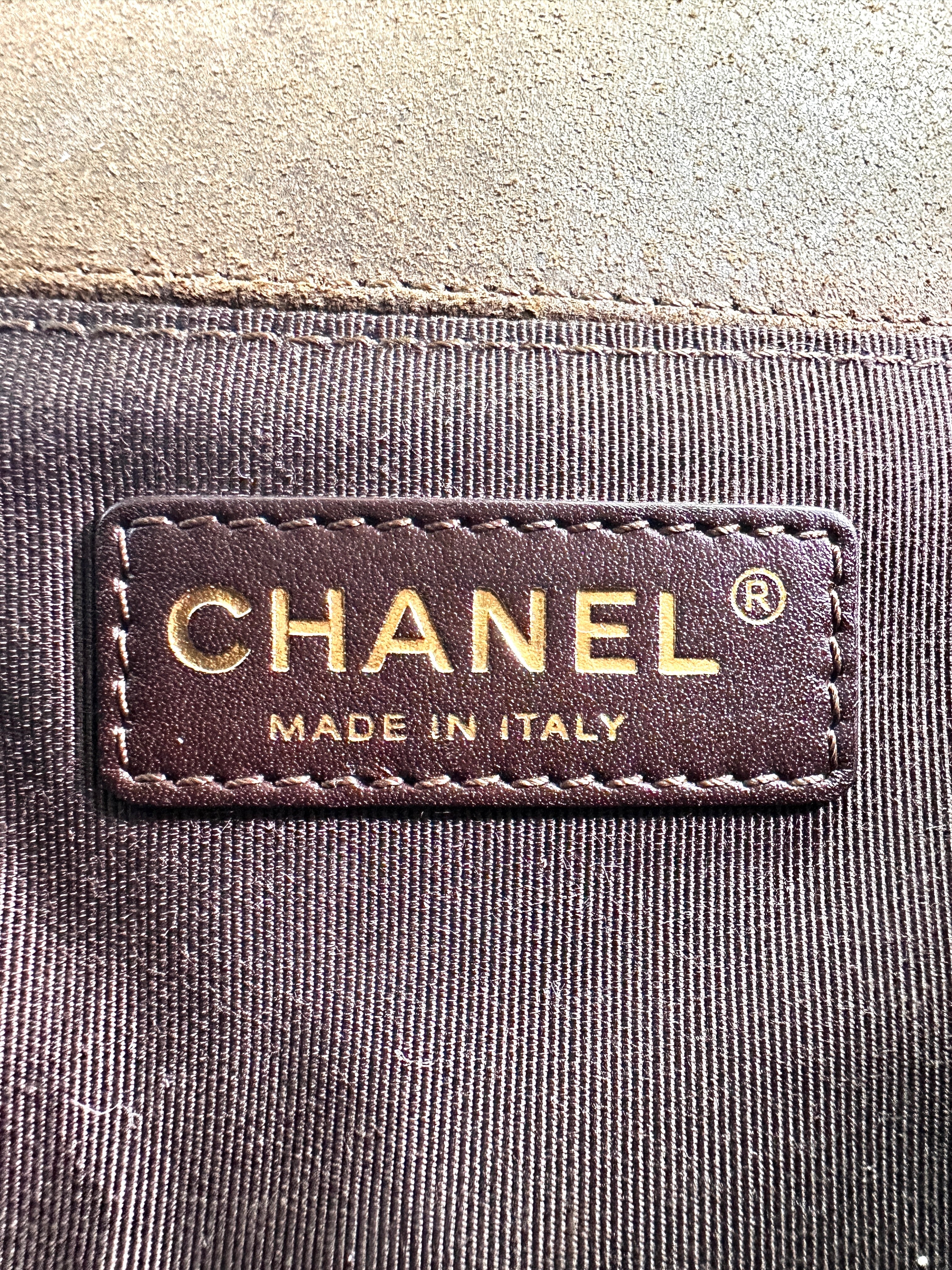 Chanel LeBoy Brown Suede Quilted Calfskin Flap Bag With Gold Buckle(18***79) G062