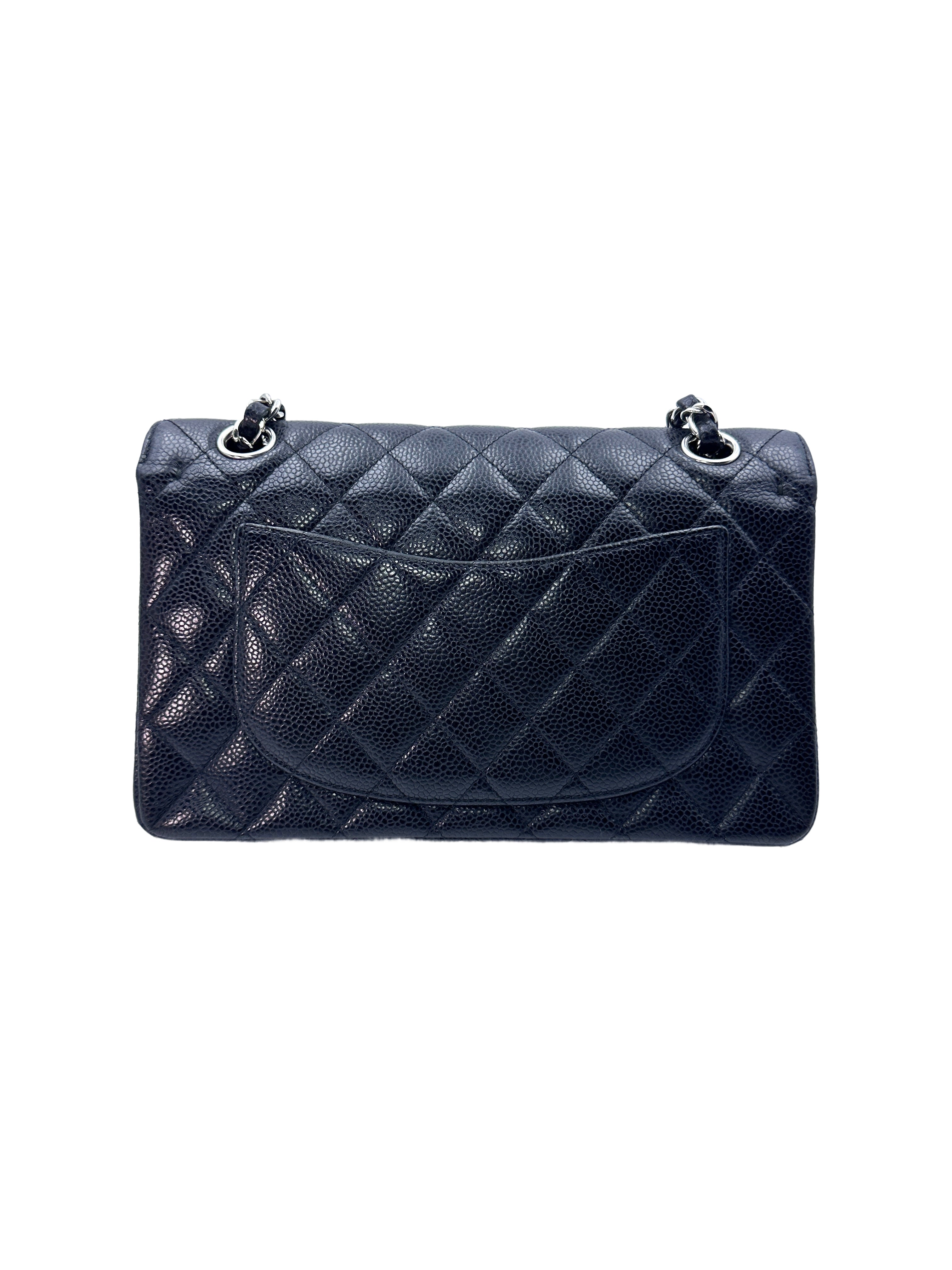 Chanel Classic Flap Black Quilted Calfskin Chain Bag With Silver Hardware(14***22) G067