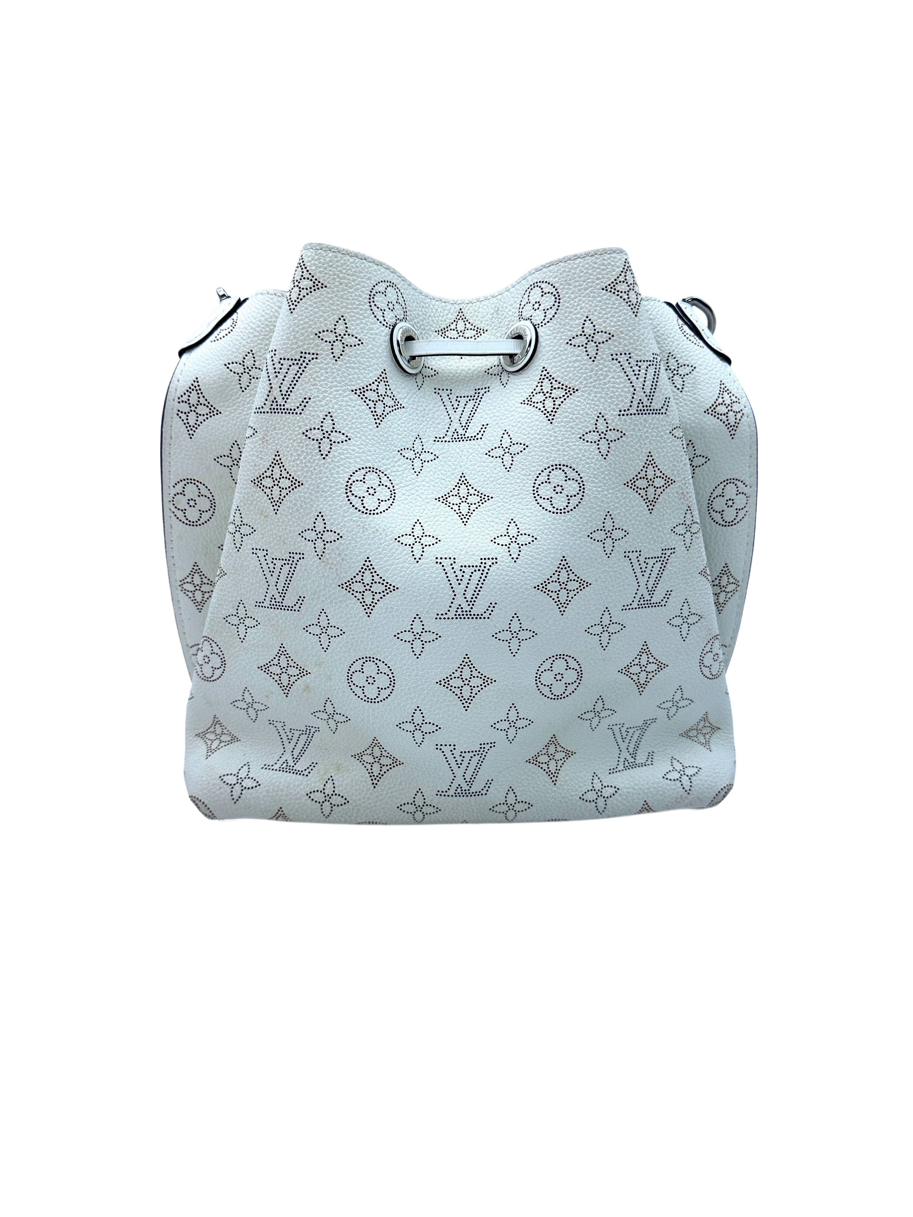 Louis Vuitton Muria White Mahina Calfskin Handle Bucket Bag G072