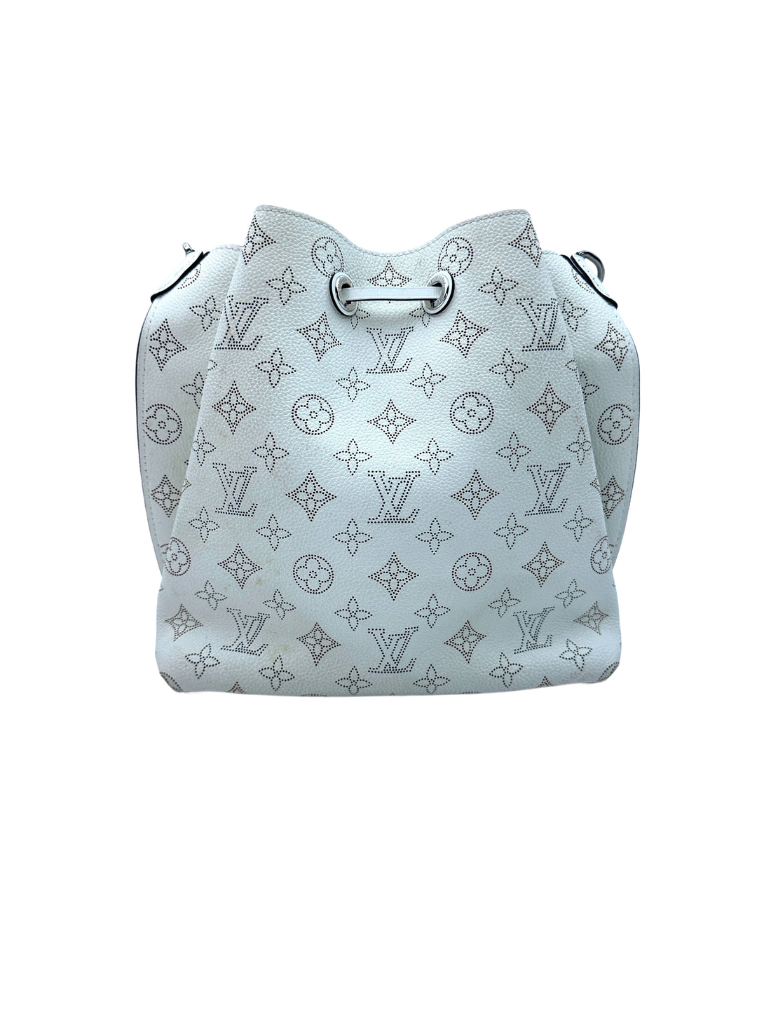 Louis Vuitton Muria White Mahina Calfskin Handle Bucket Bag G072