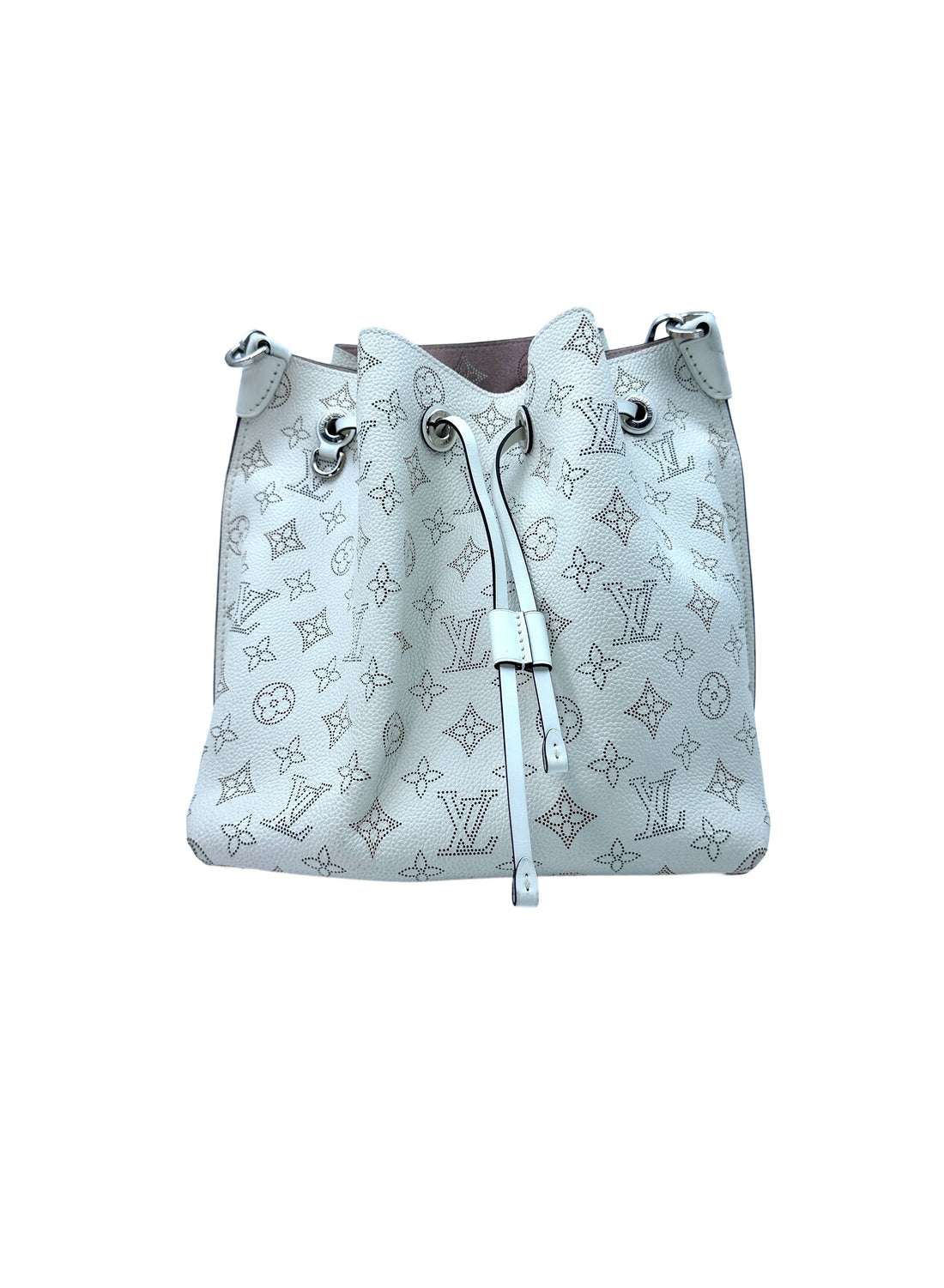 Louis Vuitton Muria White Mahina Calfskin Handle Bucket Bag G072