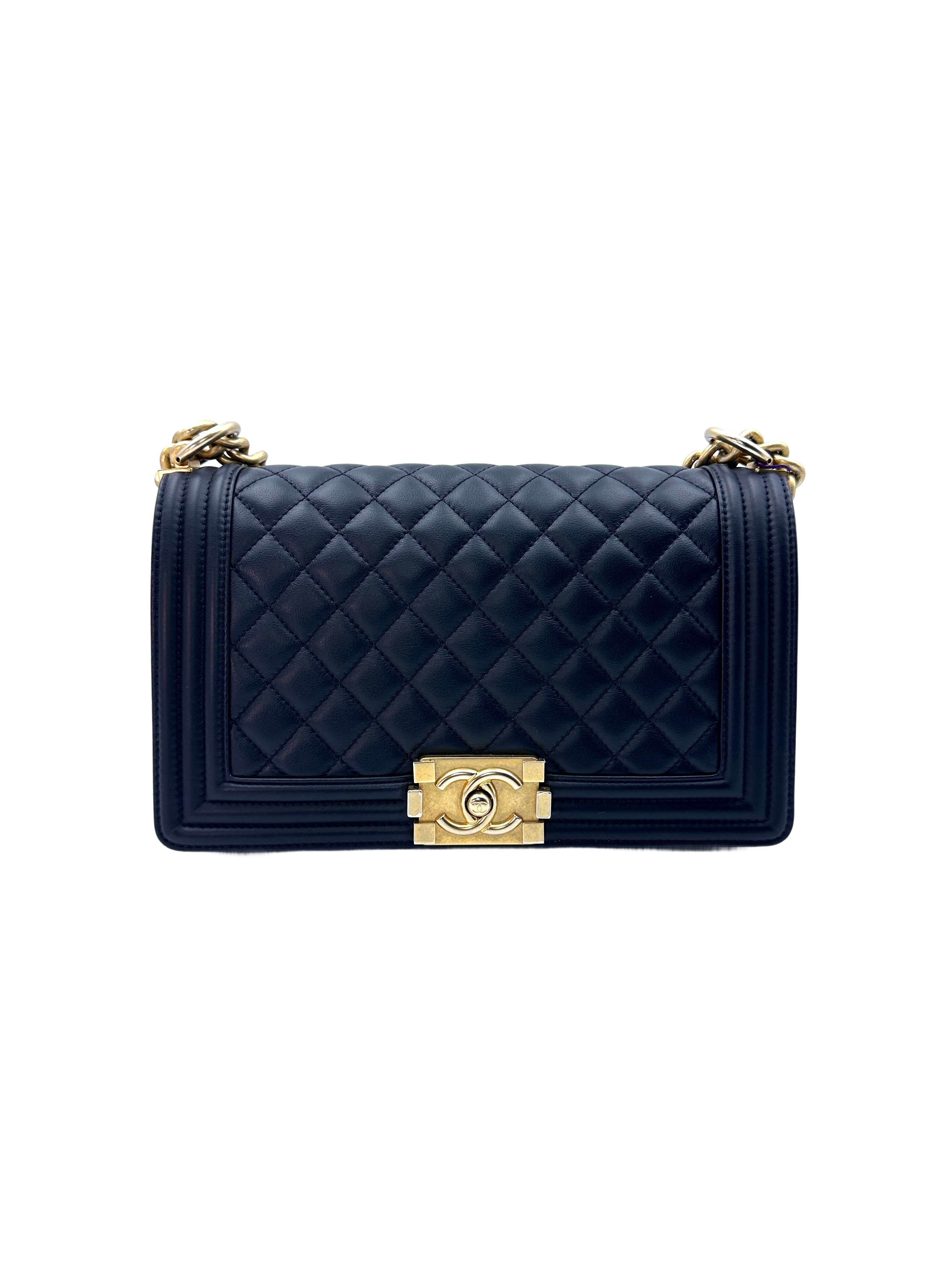 Chanel LeBoy Black Quilted Lambskin Flap Bag With Gold Buckle(JU***T7) G074