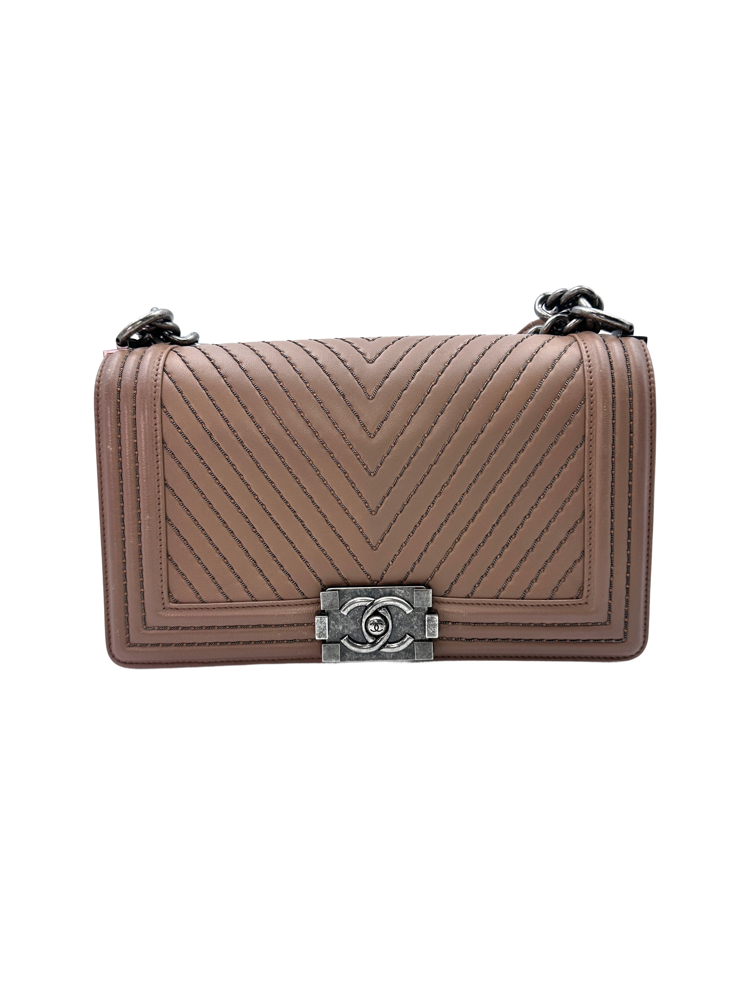 Chanel LeBoy Brown Quilted Lambskin Flap Bag With Silver Buckle(23***75) G079