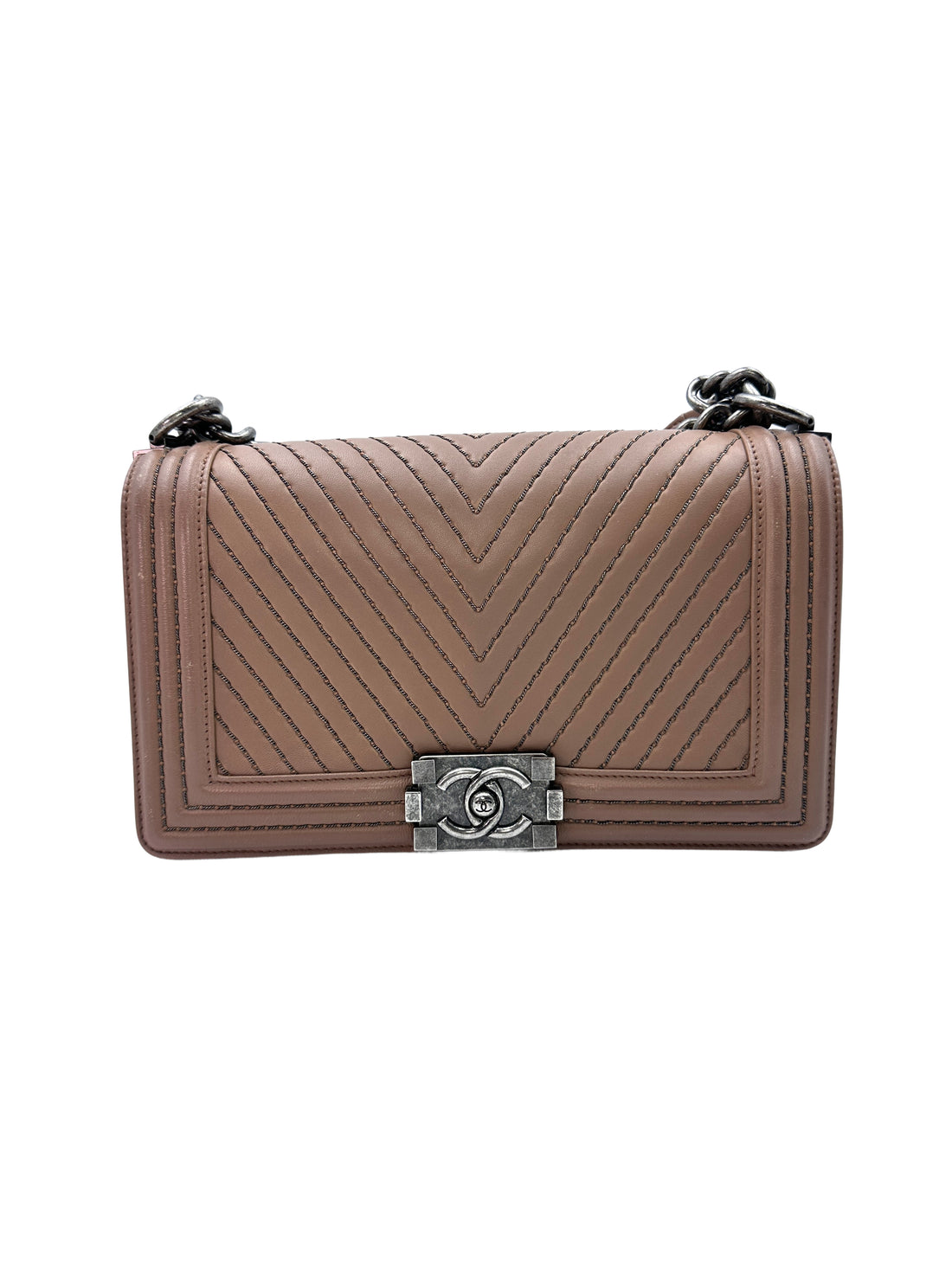 Chanel LeBoy Brown Quilted Lambskin Flap Bag With Silver Buckle(23***75) G079