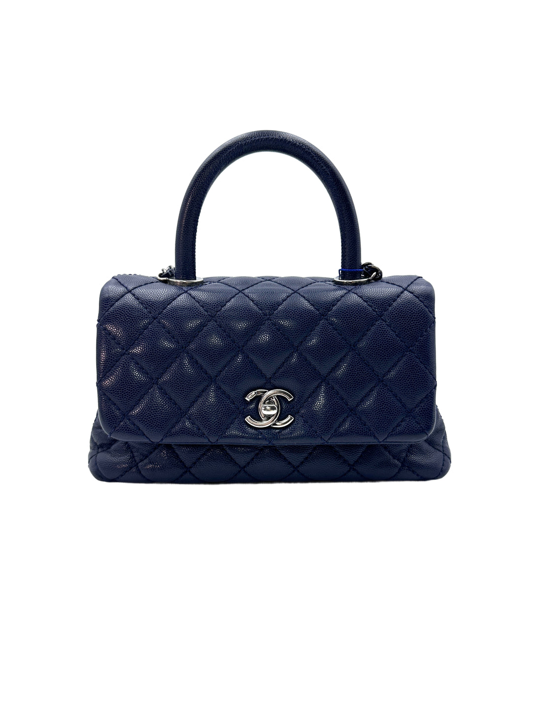 Chanel CoCo Navy Blue Quilted Calfskin Handle Shoulder Bag(22***99) G081