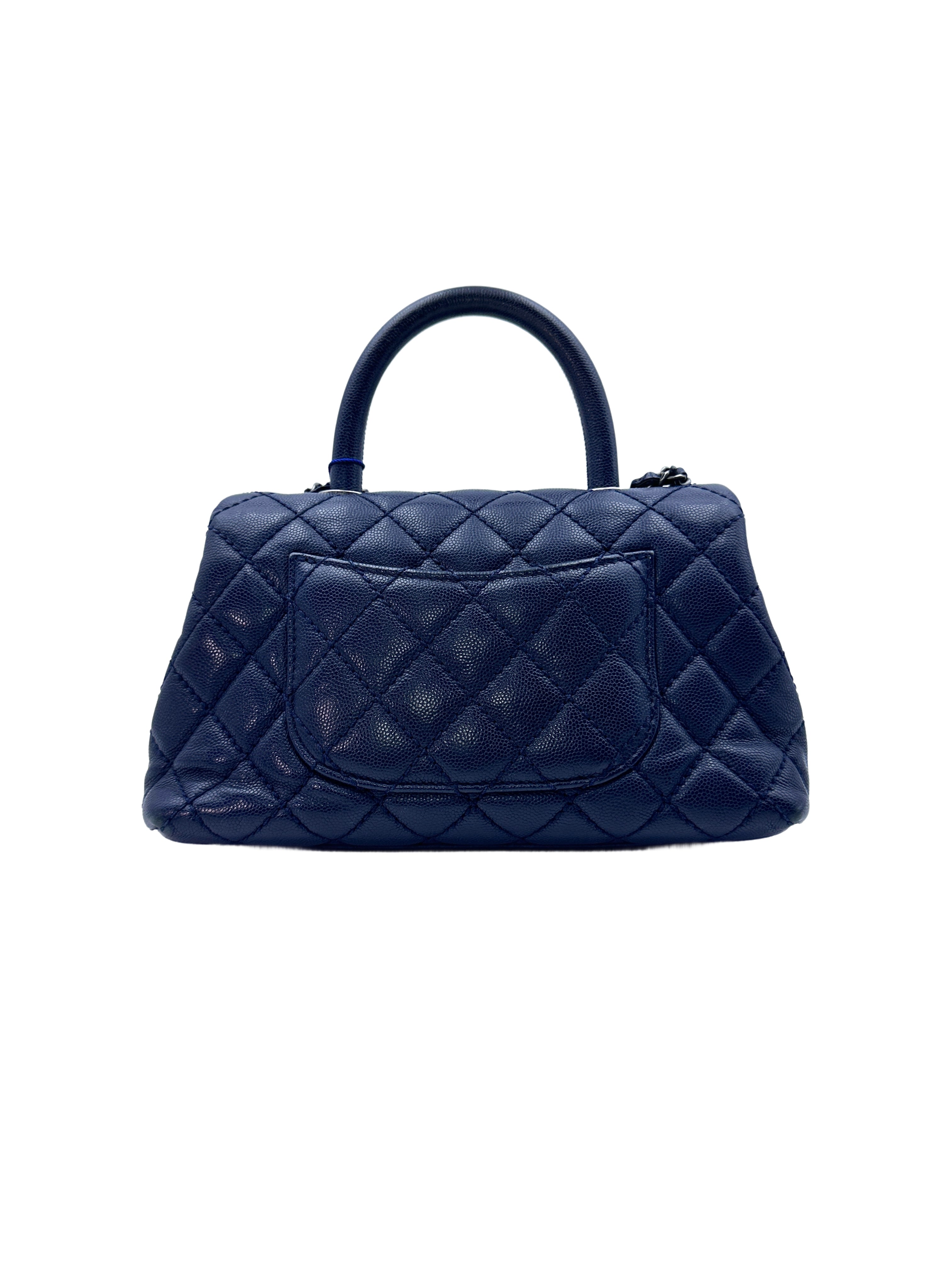 Chanel CoCo Navy Blue Quilted Calfskin Handle Shoulder Bag(22***99) G081