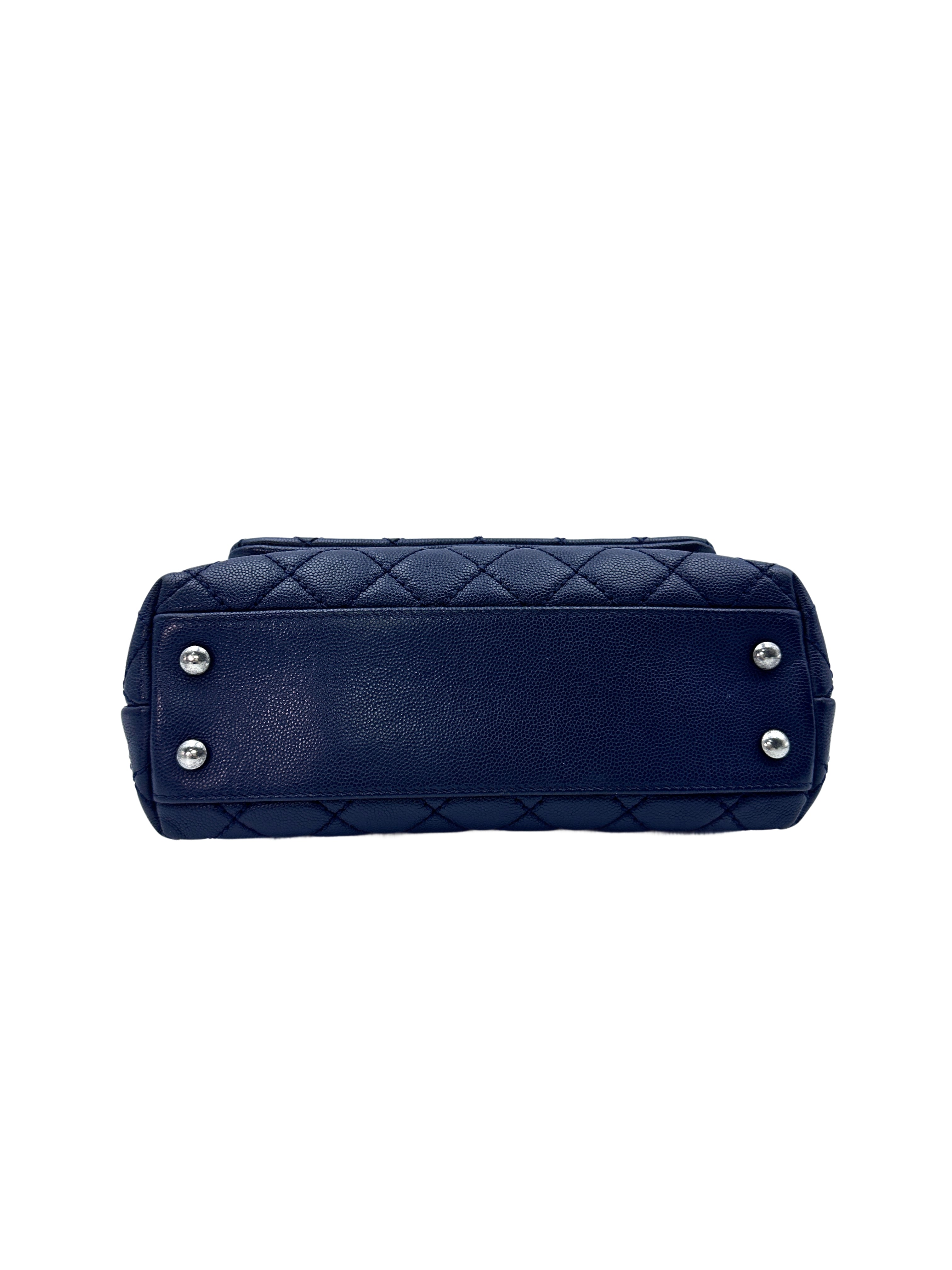 Chanel CoCo Navy Blue Quilted Calfskin Handle Shoulder Bag(22***99) G081