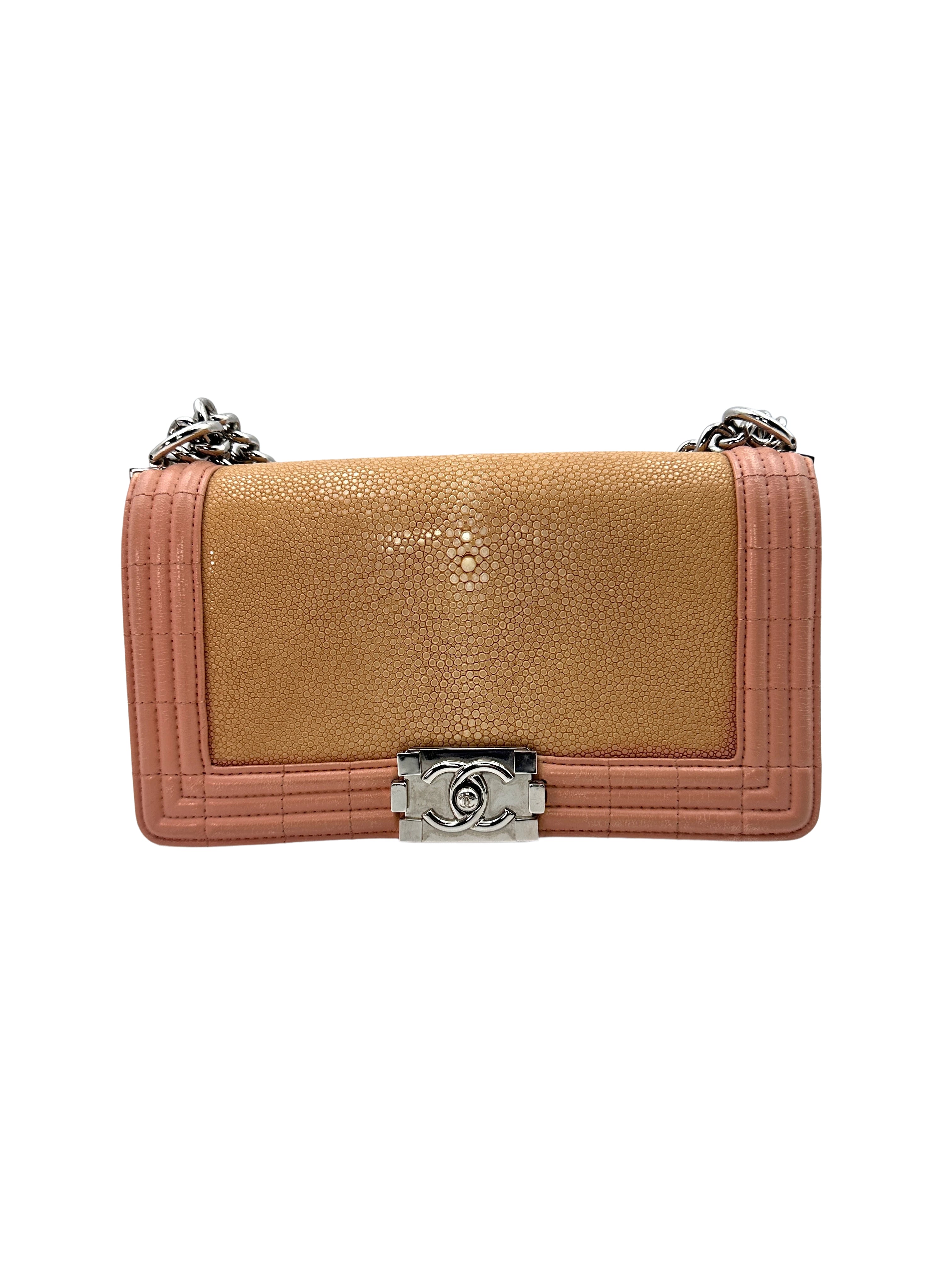 Chanel LeBoy Pink Galuchat Stingray Flap Bag With Silver Buckle(16***52) G082