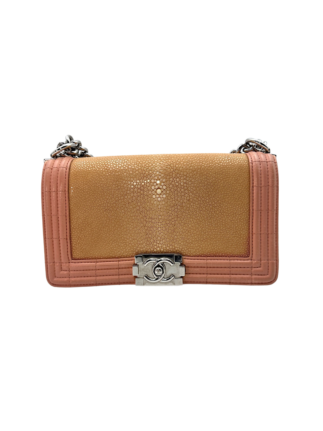 Chanel LeBoy Pink Galuchat Stingray Flap Bag With Silver Buckle(16***52) G082