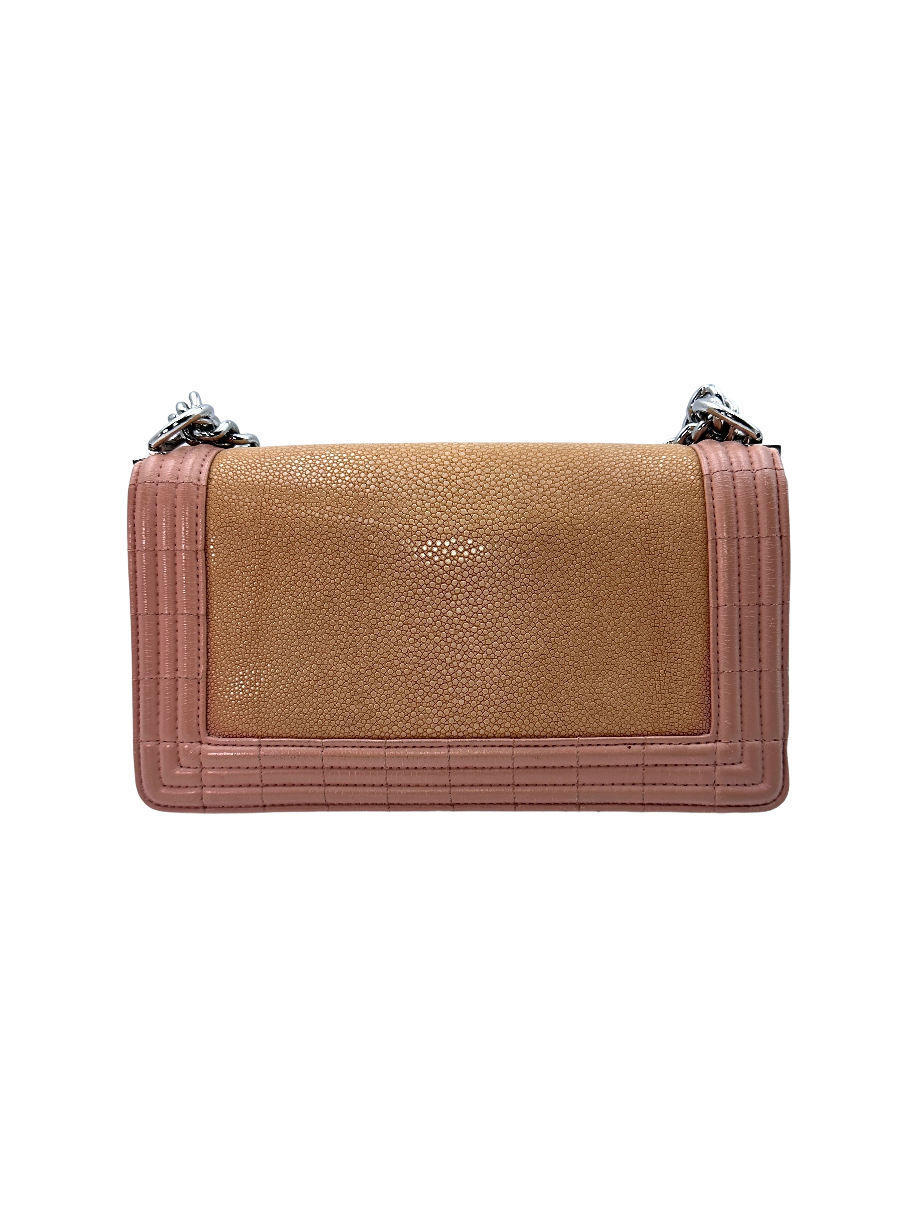 Chanel LeBoy Pink Galuchat Stingray Flap Bag With Silver Buckle(16***52) G082
