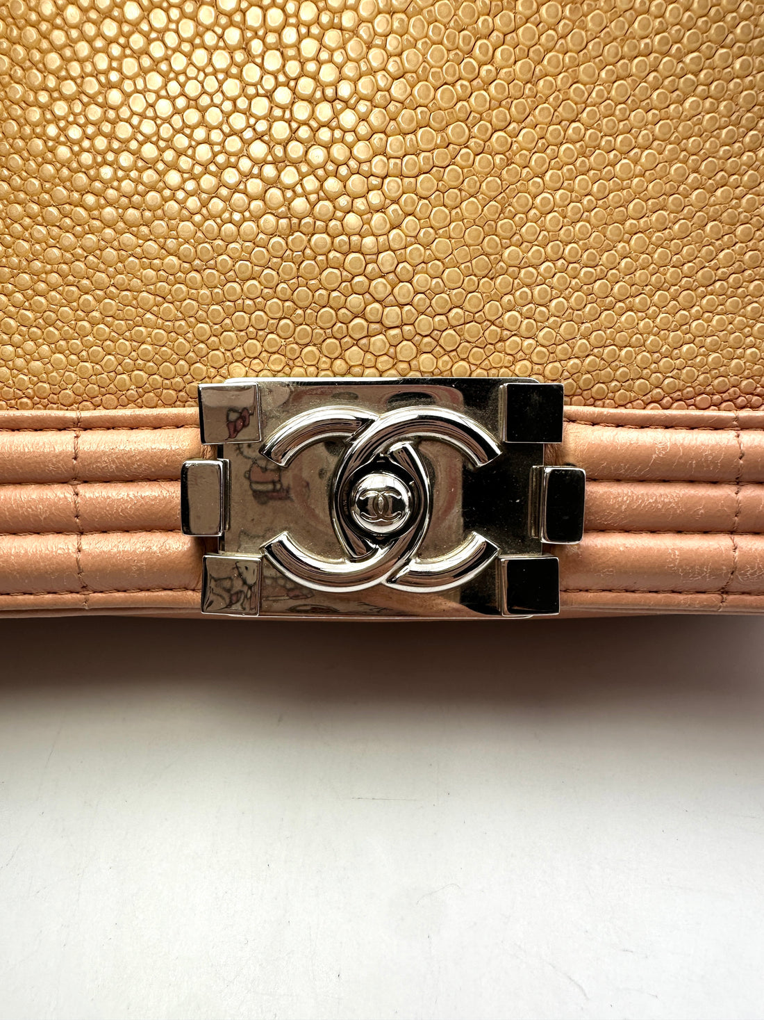 Chanel LeBoy Pink Galuchat Stingray Flap Bag With Silver Buckle(16***52) G082