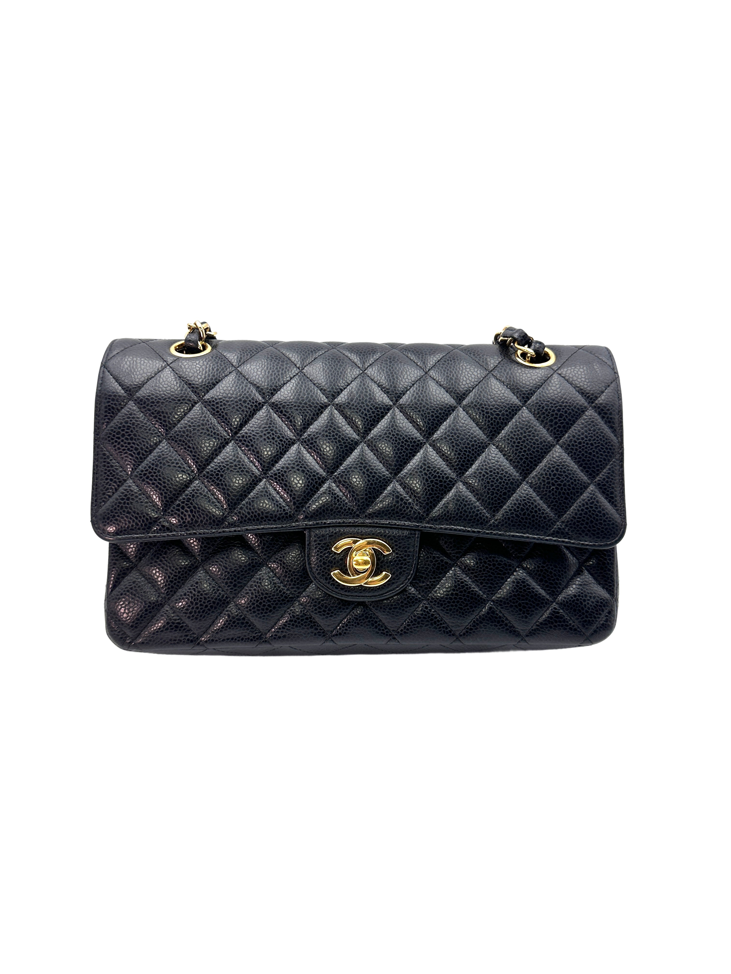 Chanel Classic Flap Black Quilted Calfskin Chain Bag With Gold Hardware(28***31) G083