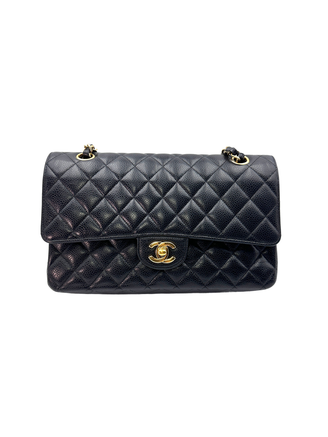 Chanel Classic Flap Black Quilted Calfskin Chain Bag With Gold Hardware(28***31) G083