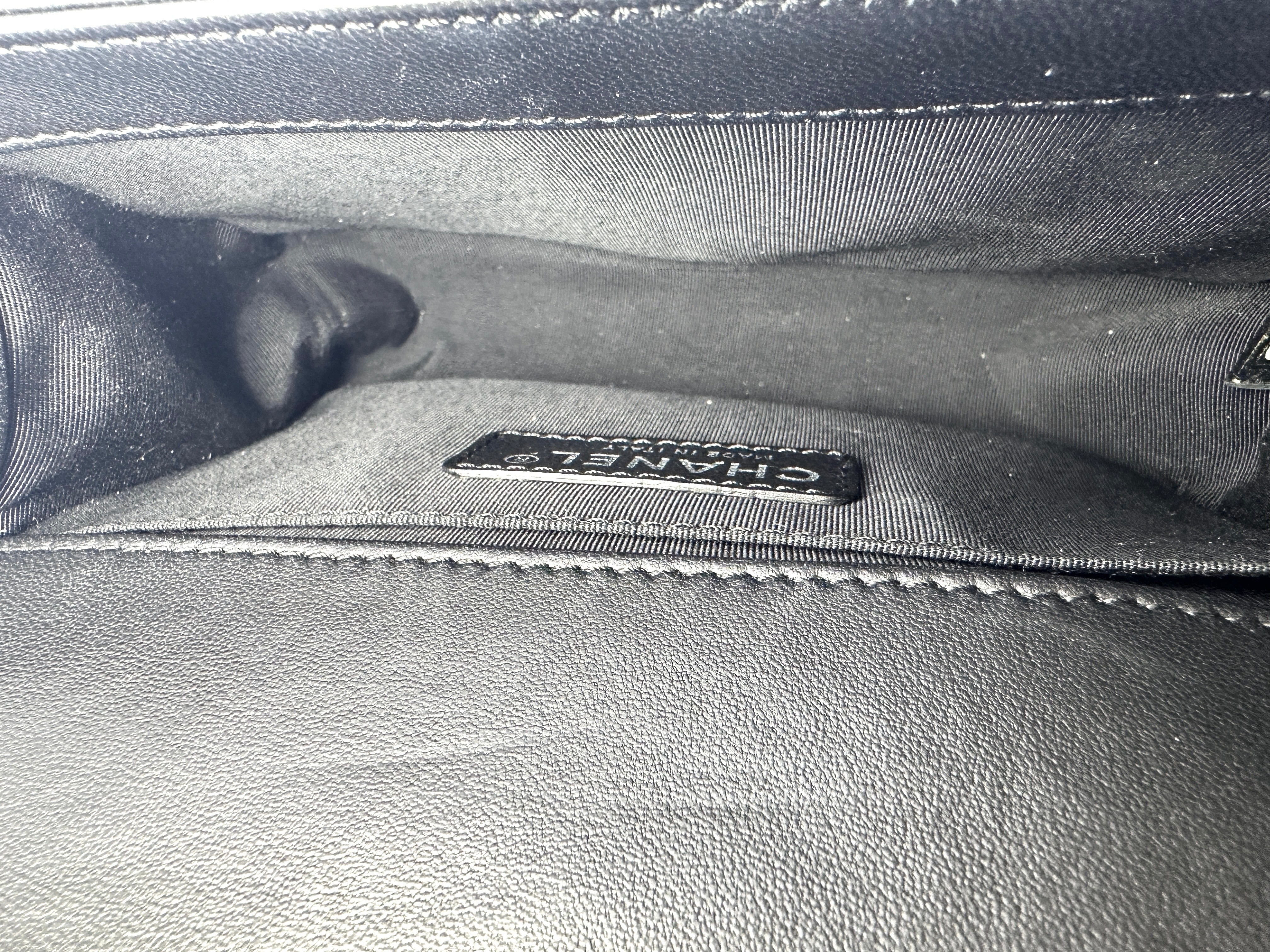 Chanel LeBoy Black Stingray Leather Small Size Flap Bag With Silver Buckle(22***86) CC1375-1