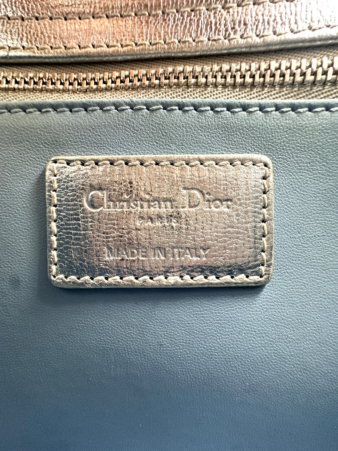 Christian Dior Lady Dior Silver Cannage Leather Handle Bag With Sliver Charms DR475