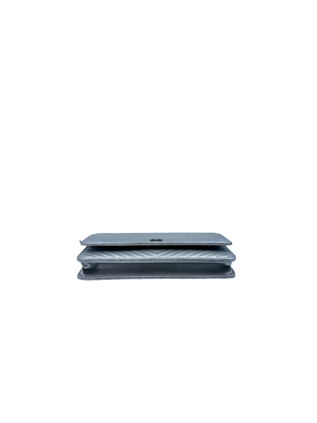 Chanel Chevron V Stitch Sliver Leather Wallet On Chain With Silver Buckle(22***94) CC1381