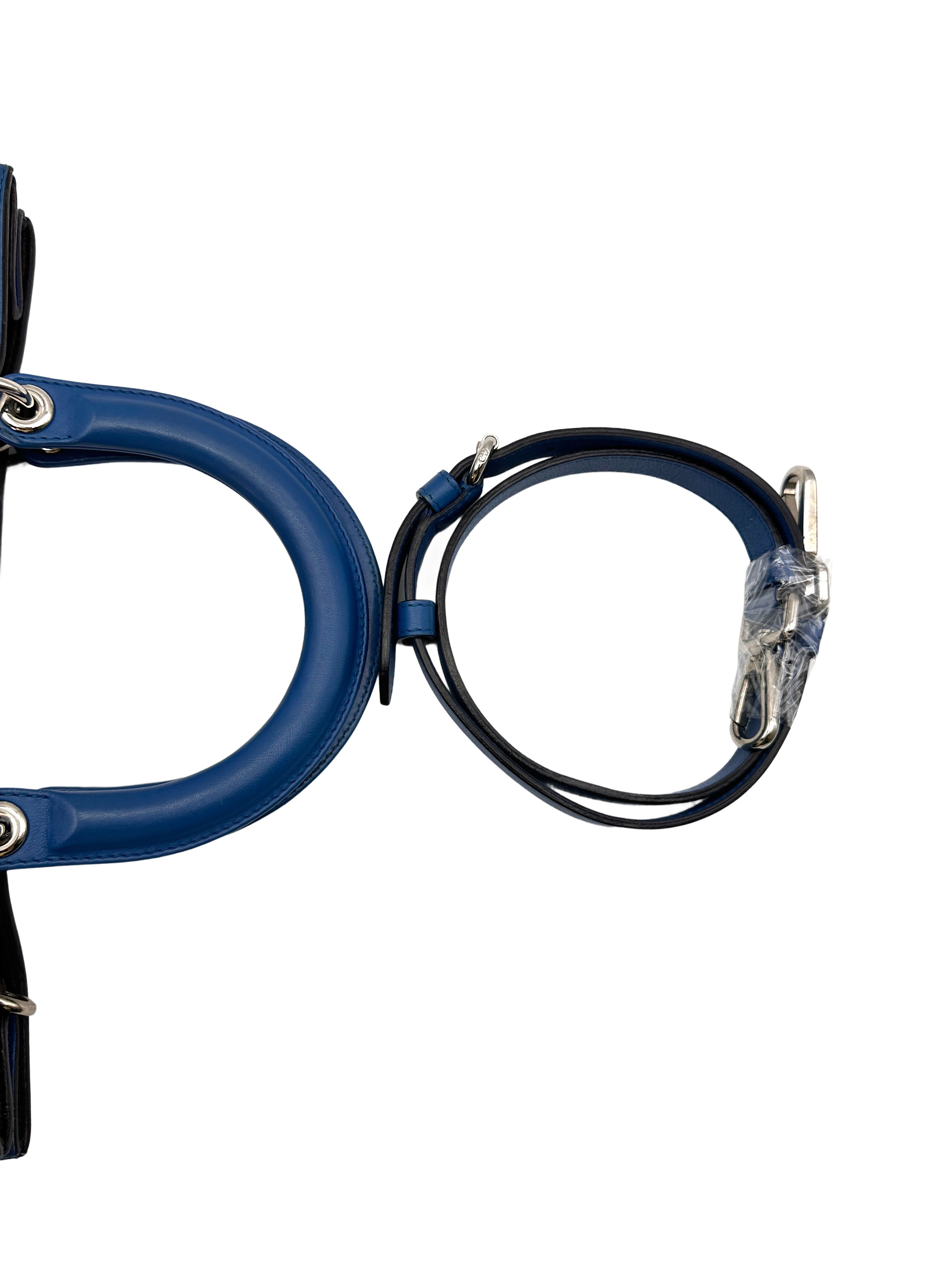 Christian Dior Diorissimo Blue Leather Handle Bag With Pouch DR479