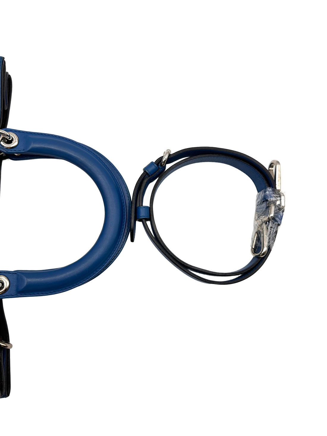 Christian Dior Diorissimo Blue Leather Handle Bag With Pouch DR479