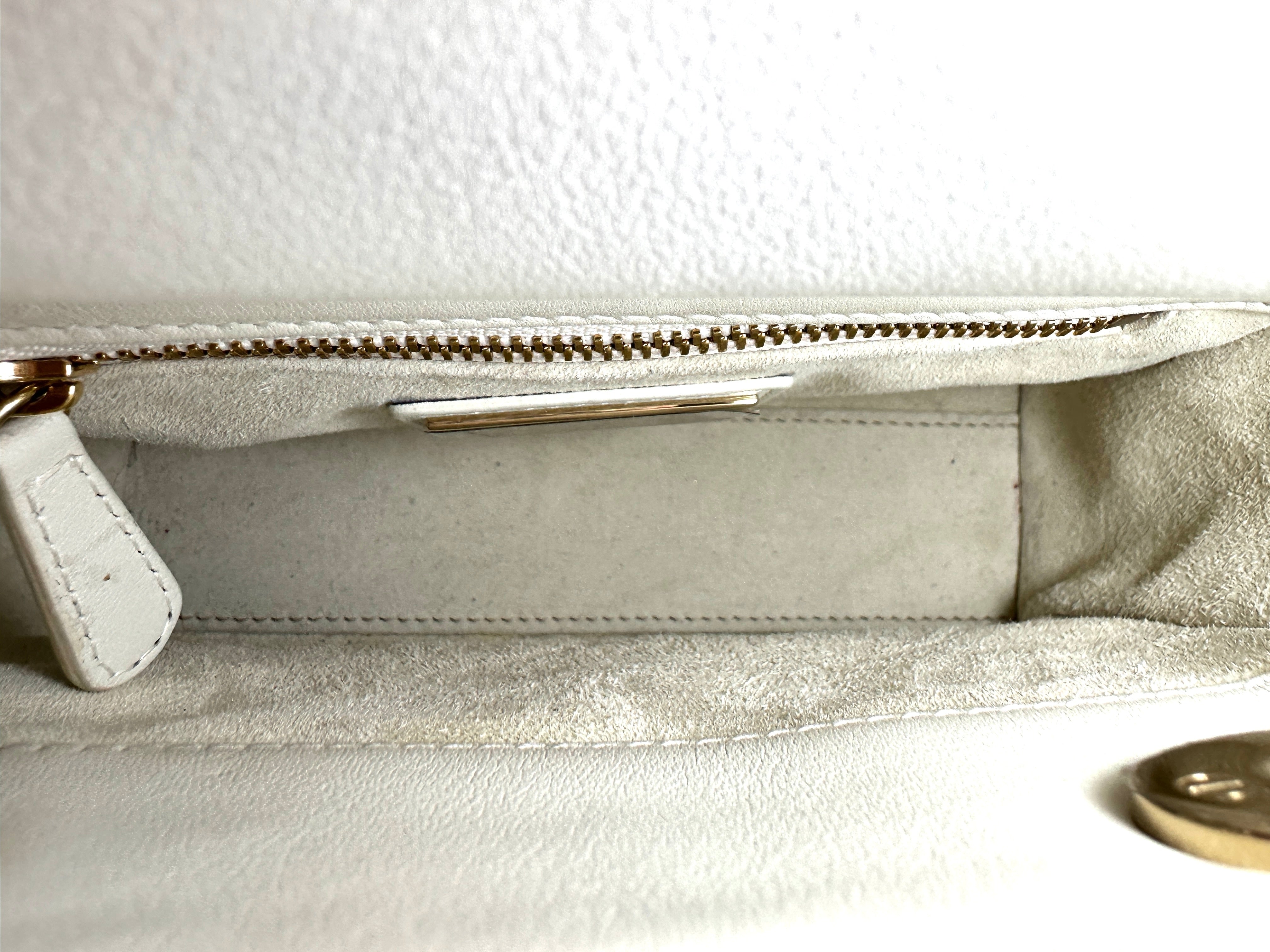 Christian Dior Lady Dior Amour Embroidered Heart Print Handle Bag With Gold Charms DR480