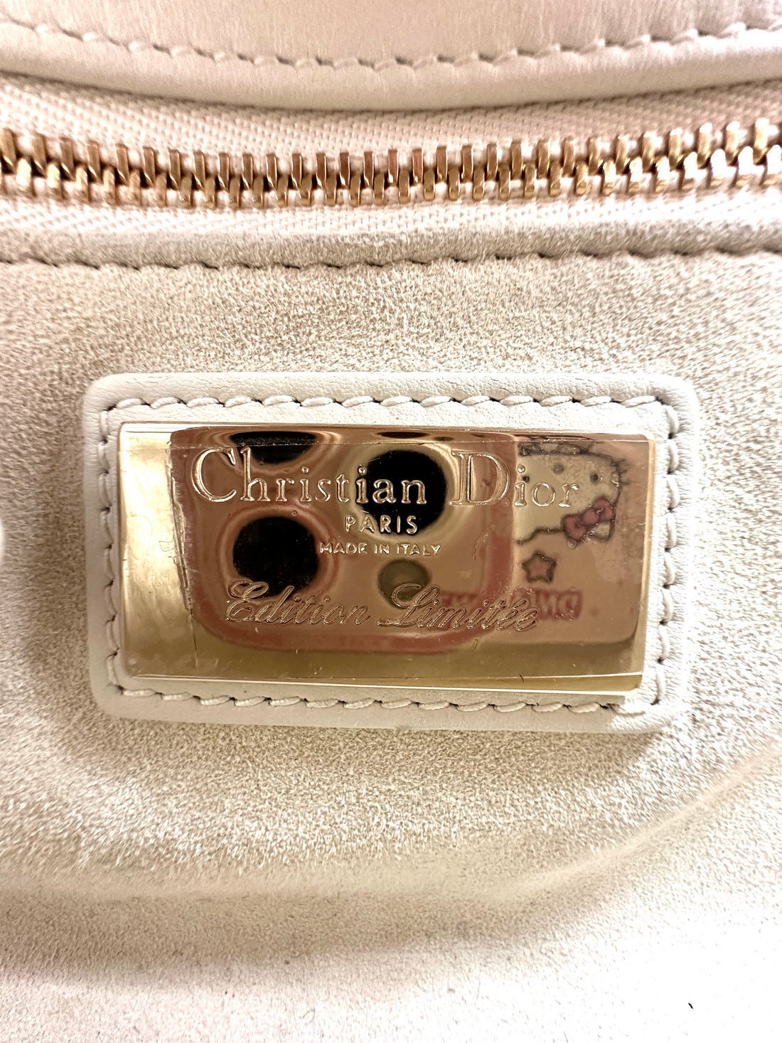 Christian Dior Lady Dior Amour Embroidered Heart Print Handle Bag With Gold Charms DR480