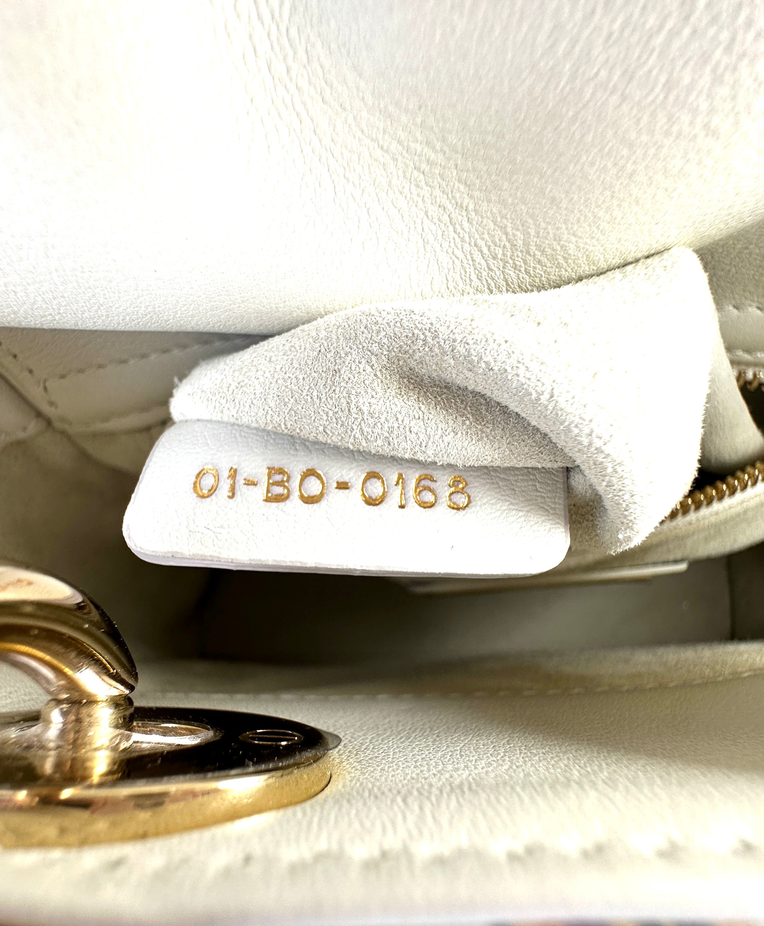 Christian Dior Lady Dior Amour Embroidered Heart Print Handle Bag With Gold Charms DR480