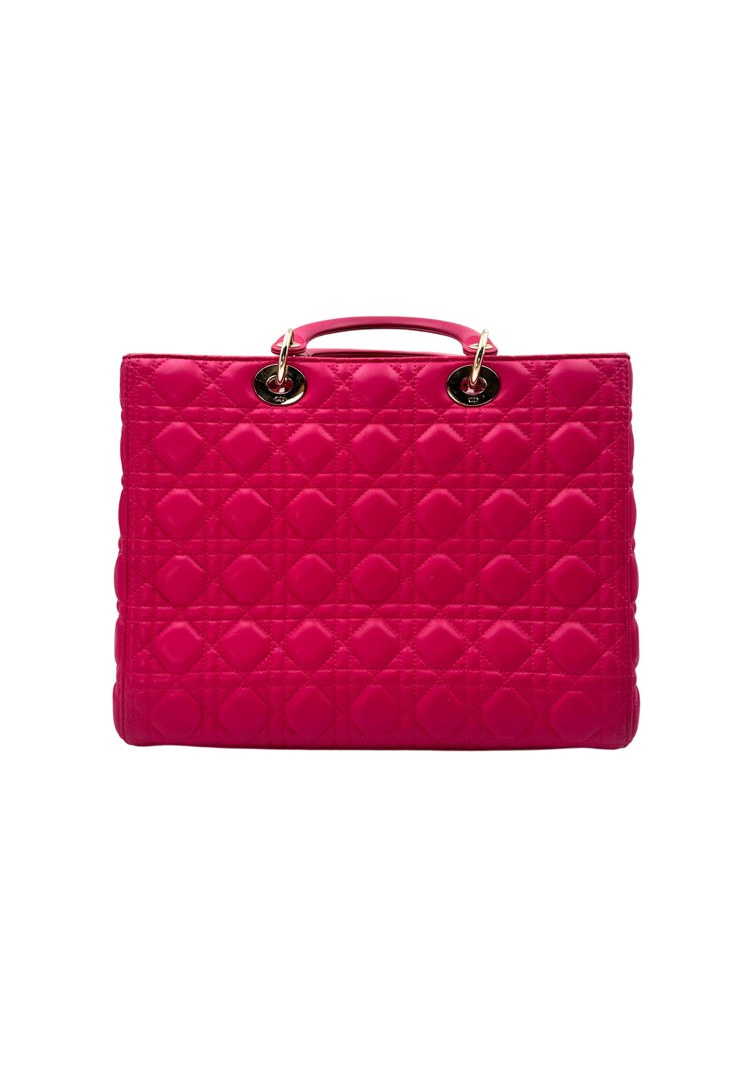 Christian Dior Lady Dior Pink Cannage Lambskin Handle Bag With Gold Charms DR481