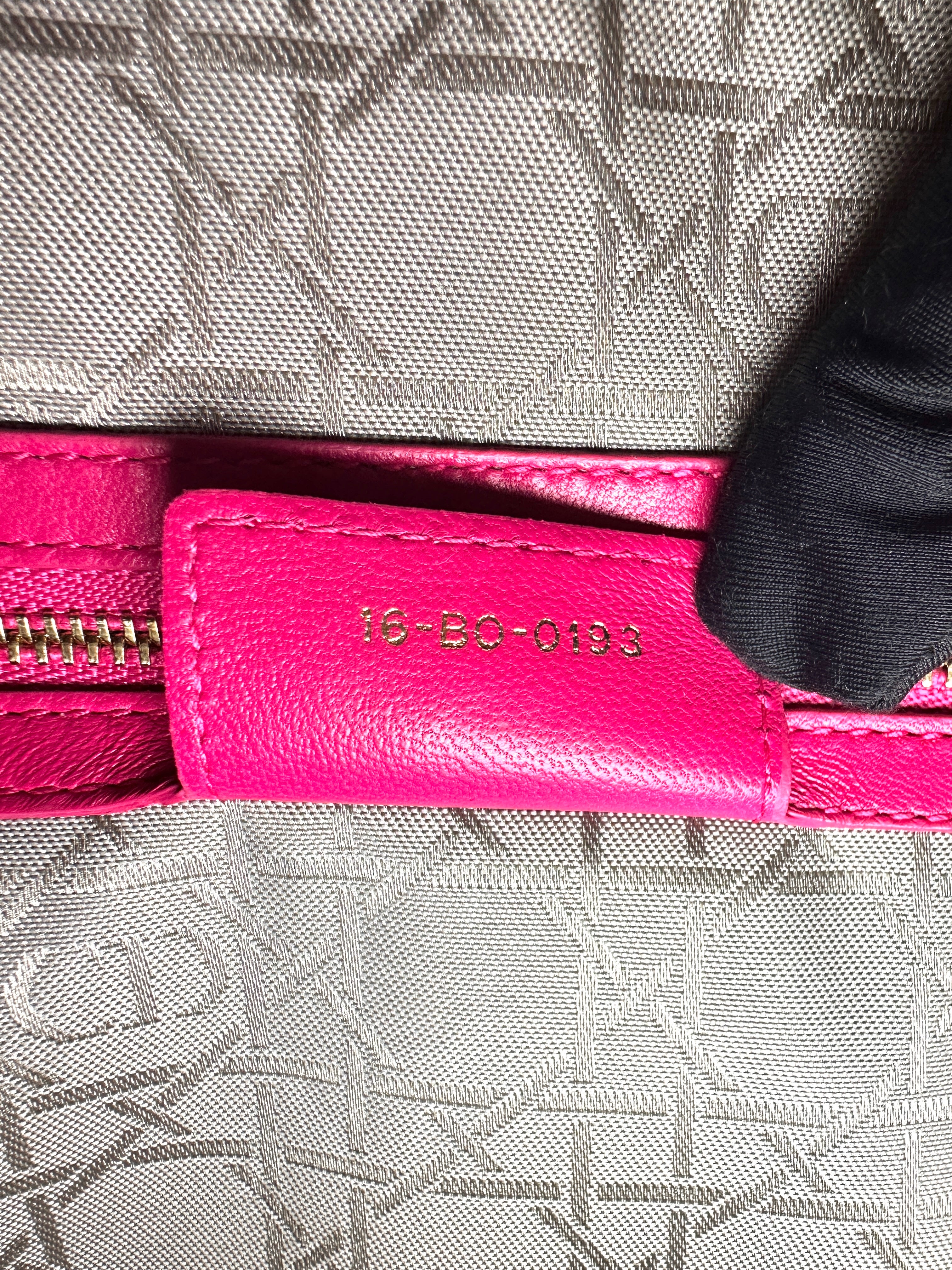 Christian Dior Lady Dior Pink Cannage Lambskin Handle Bag With Gold Charms DR481