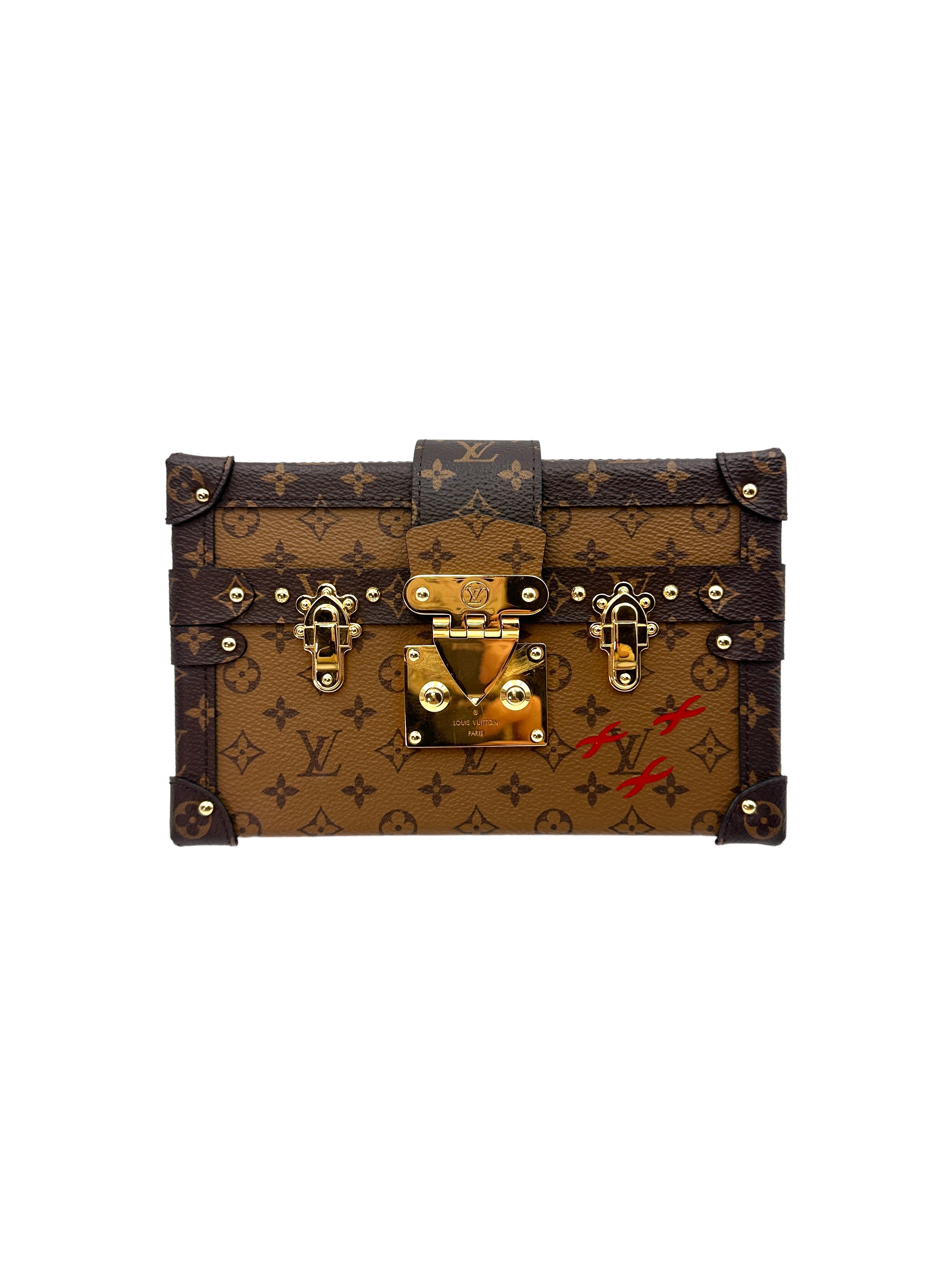 Louis Vuitton Petite Malle Brown Monogram Leather Bag With Gold Hardware LV1869