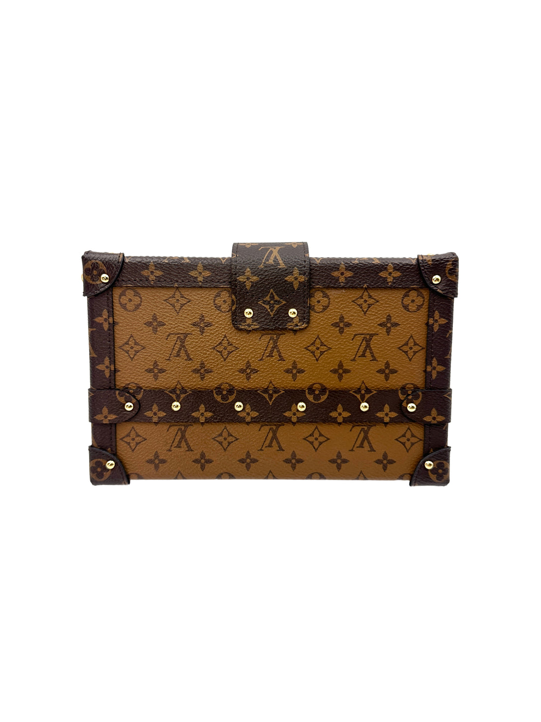 Louis Vuitton Petite Malle Brown Monogram Leather Bag With Gold Hardware LV1869