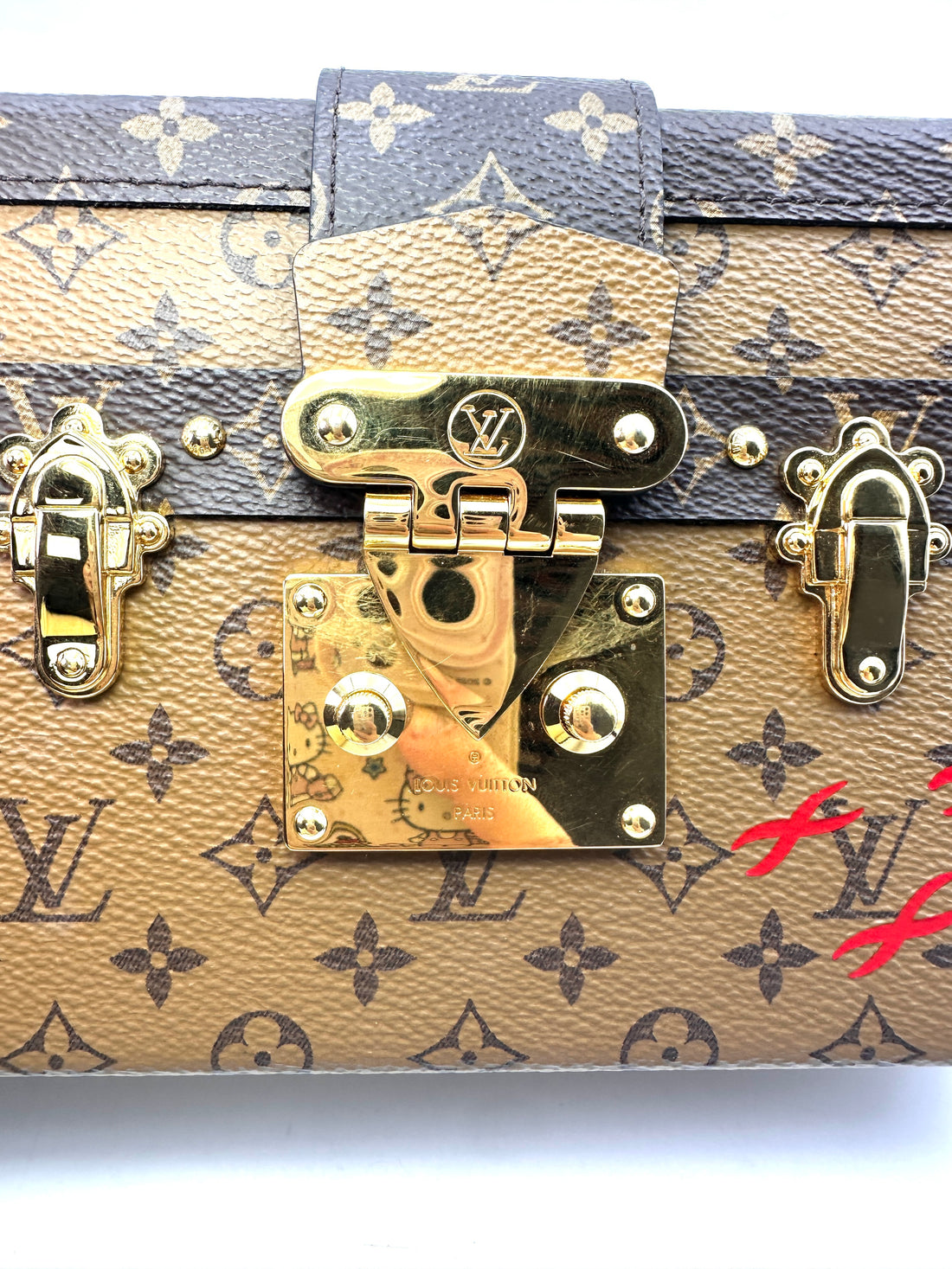 Louis Vuitton Petite Malle Brown Monogram Leather Bag With Gold Hardware LV1869