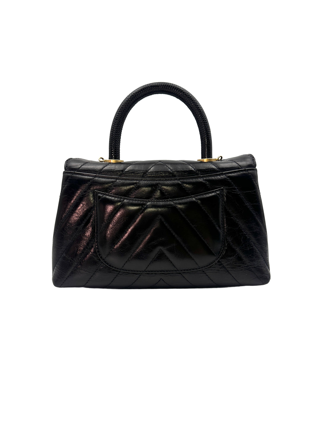 Chanel CoCo Handle Black Chevron Quilted Leather Small Size Handle Bag(25***40) CC1385