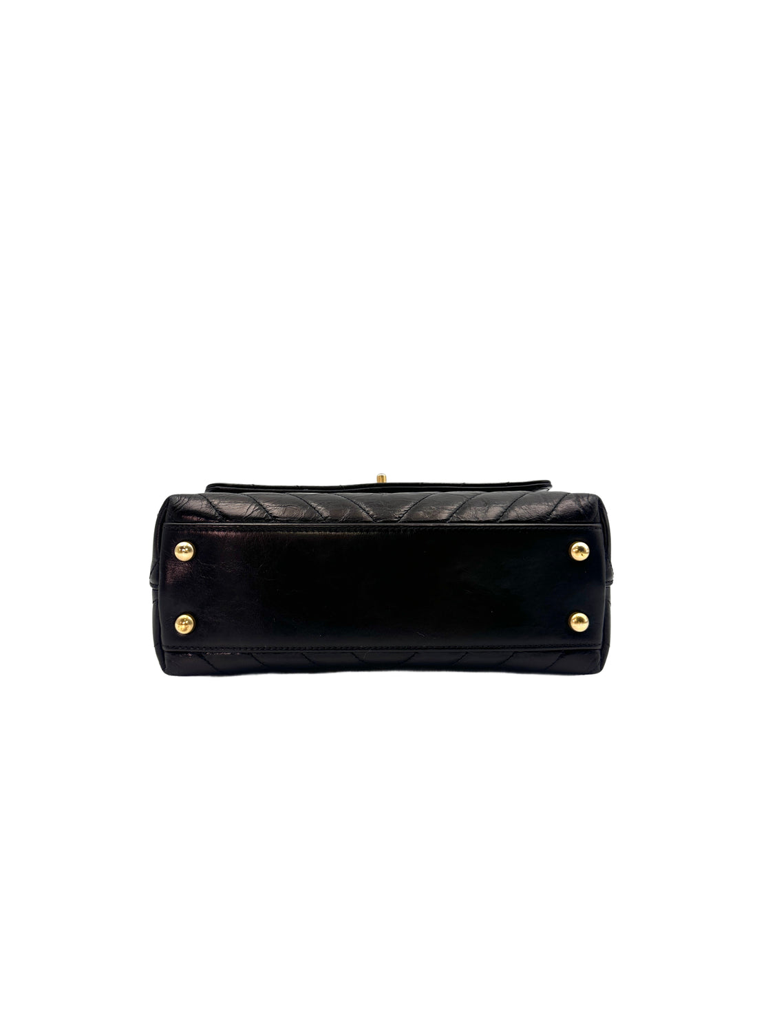 Chanel CoCo Handle Black Chevron Quilted Leather Small Size Handle Bag(25***40) CC1385