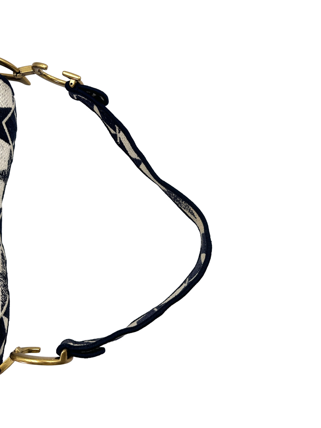 Christian Dior Navy/White Stars Embroidered Canvas Medium Size Saddle Bag DR478
