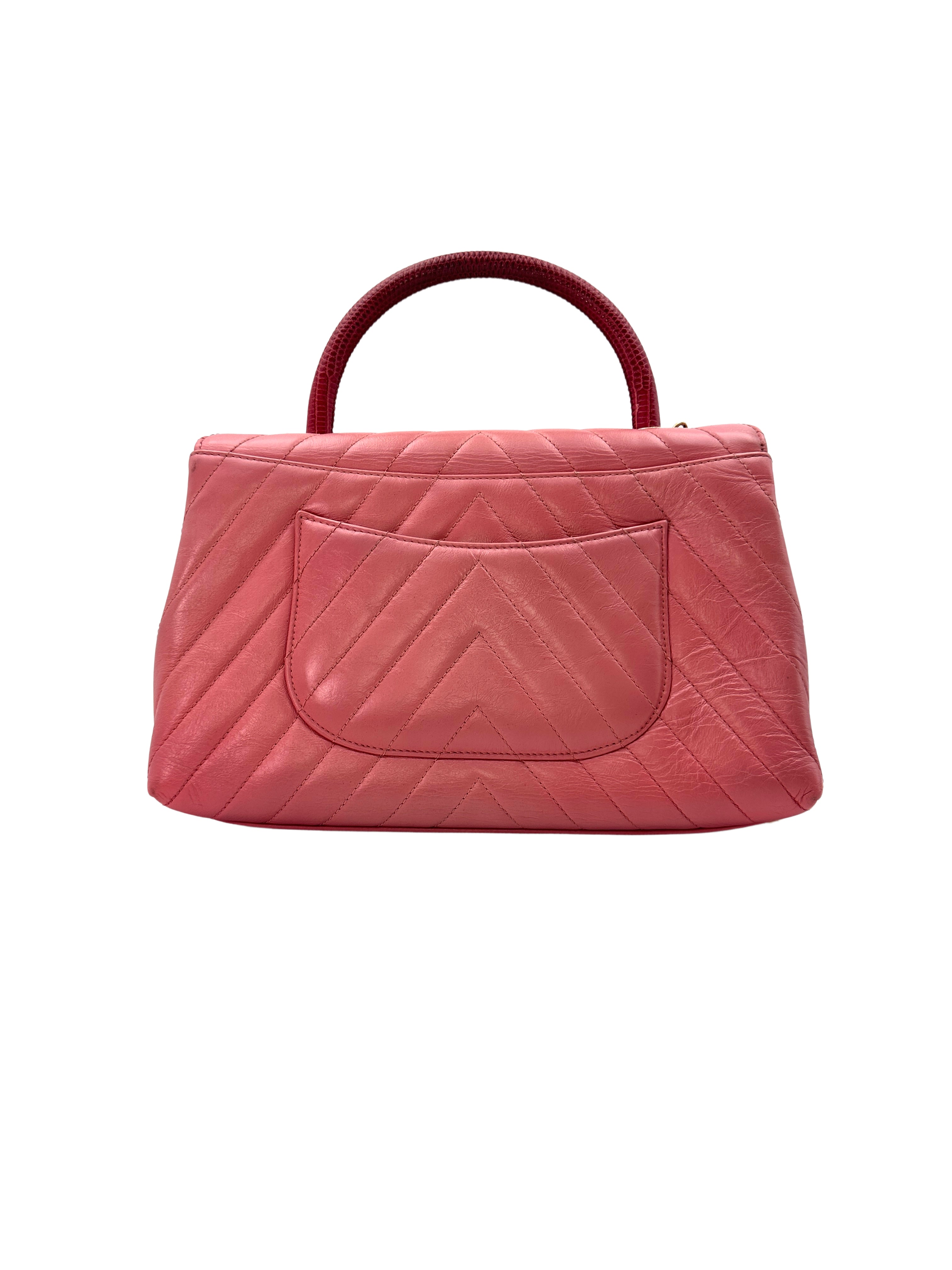Chanel CoCo Handle Pink Chevron Quilted Leather Medium Size Handle Bag(25***66) CC1390
