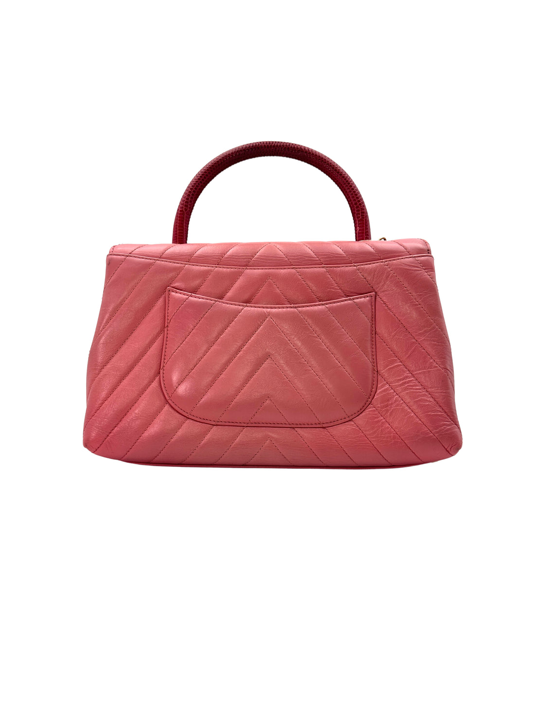 Chanel CoCo Handle Pink Chevron Quilted Leather Medium Size Handle Bag(25***66) CC1390