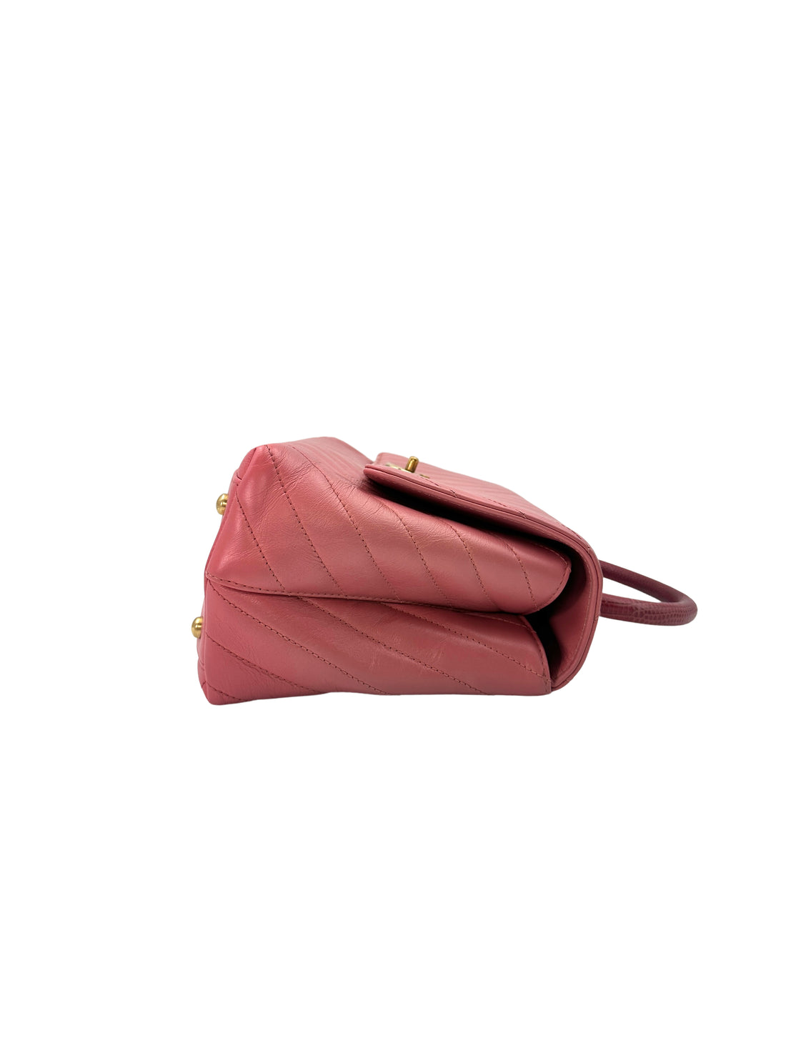 Chanel CoCo Handle Pink Chevron Quilted Leather Medium Size Handle Bag(25***66) CC1390
