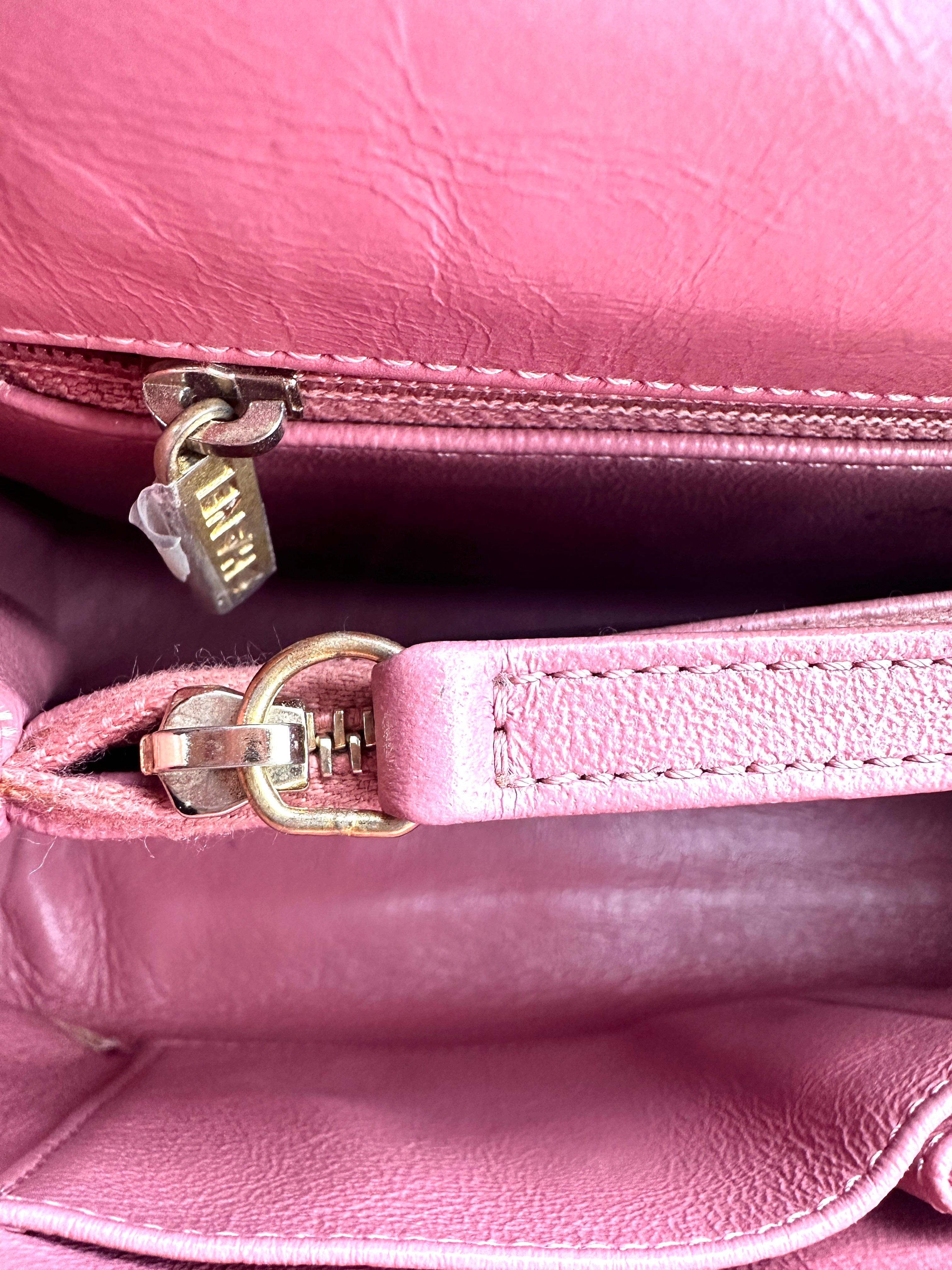 Chanel CoCo Handle Pink Chevron Quilted Leather Medium Size Handle Bag(25***66) CC1390