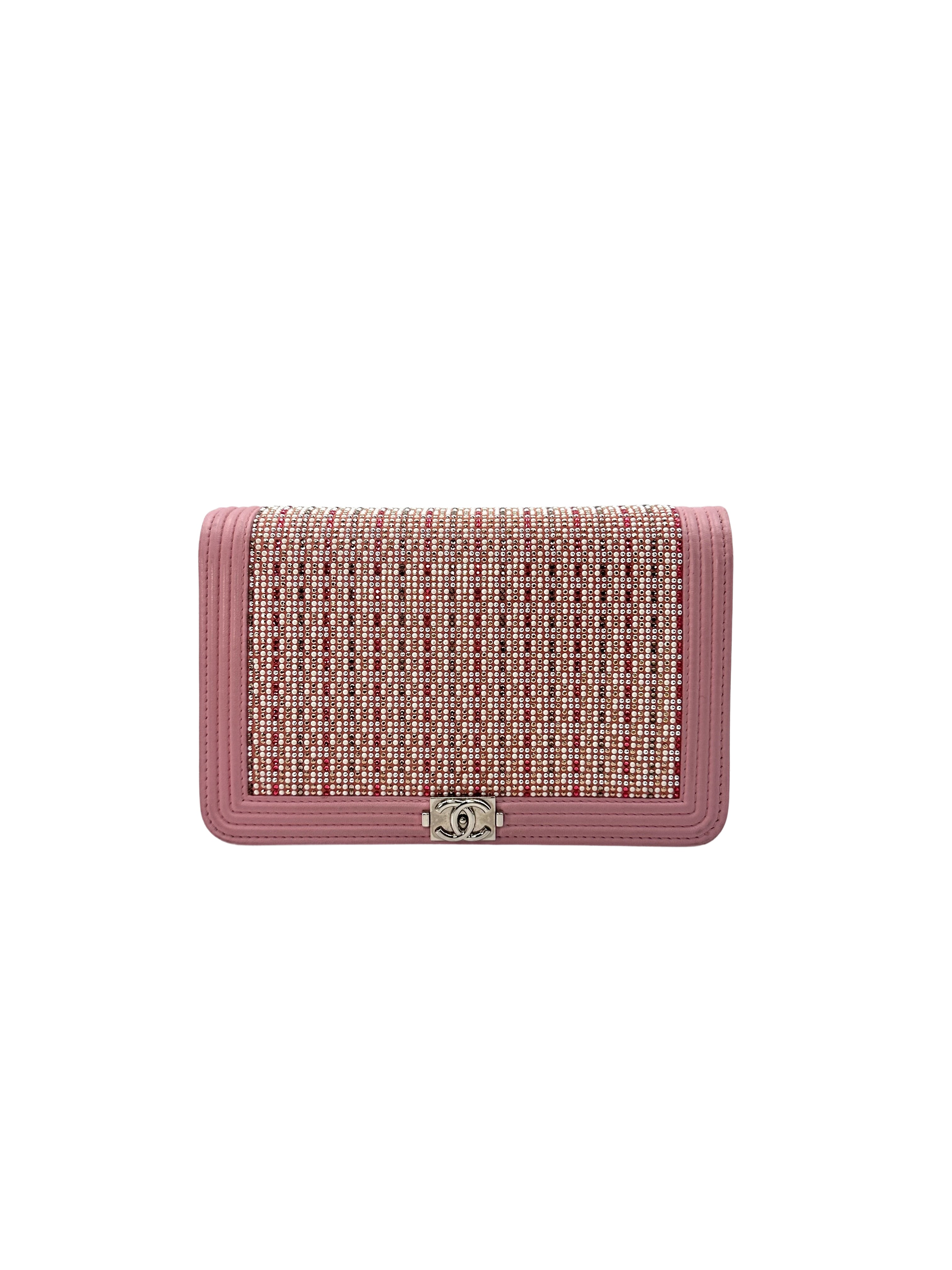 Chanel LeBoy Pink Woven Beads Lambskin Wallet On Chain(23***61) CC1388