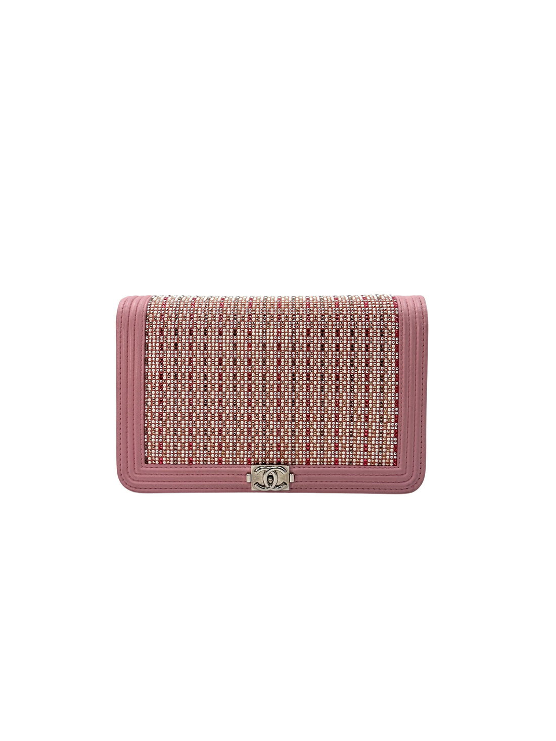 Chanel LeBoy Pink Woven Beads Lambskin Wallet On Chain(23***61) CC1388