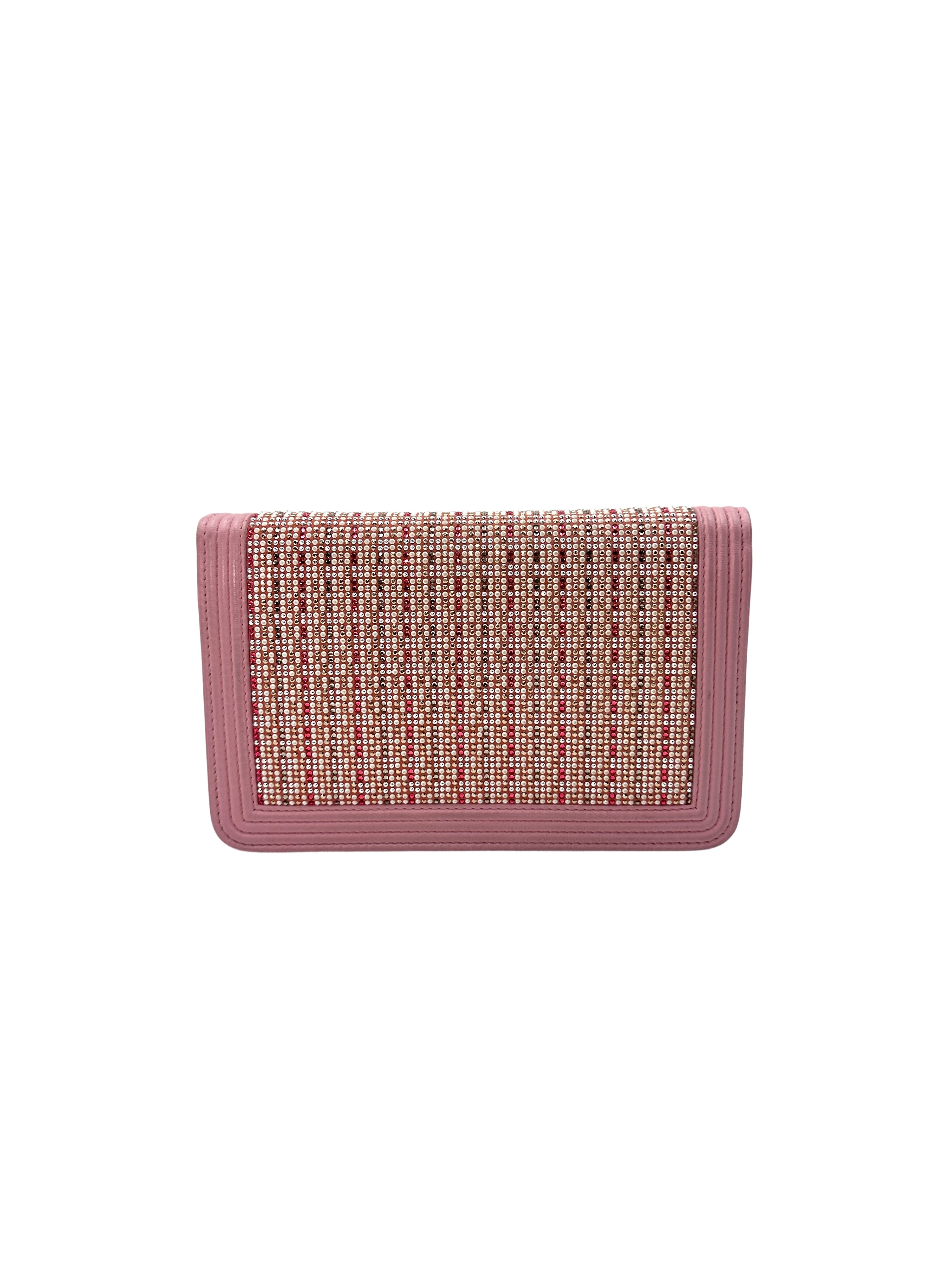 Chanel LeBoy Pink Woven Beads Lambskin Wallet On Chain(23***61) CC1388