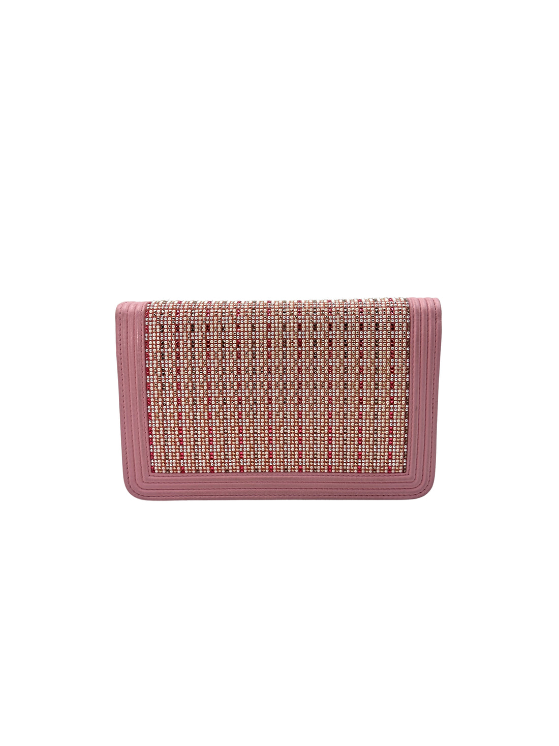Chanel LeBoy Pink Woven Beads Lambskin Wallet On Chain(23***61) CC1388