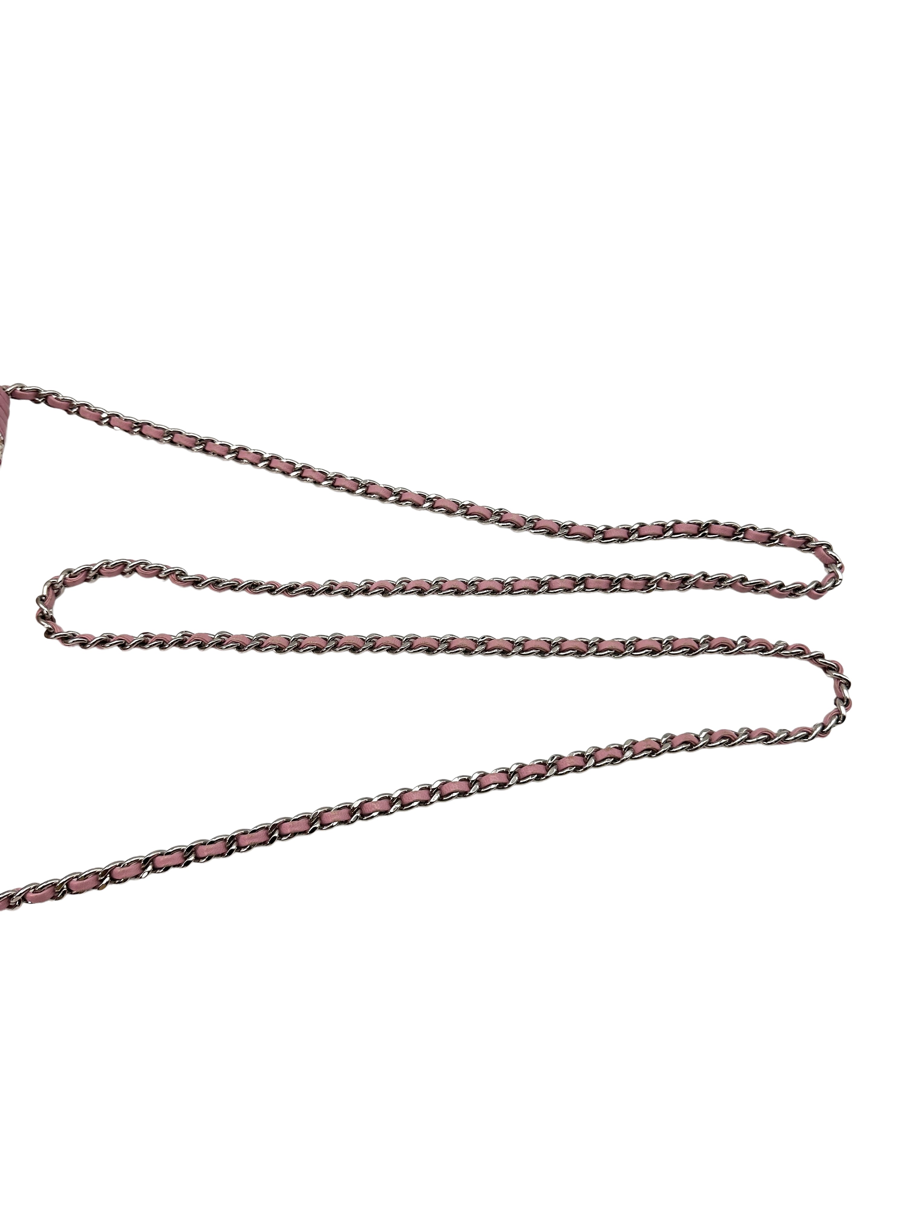 Chanel LeBoy Pink Woven Beads Lambskin Wallet On Chain(23***61) CC1388