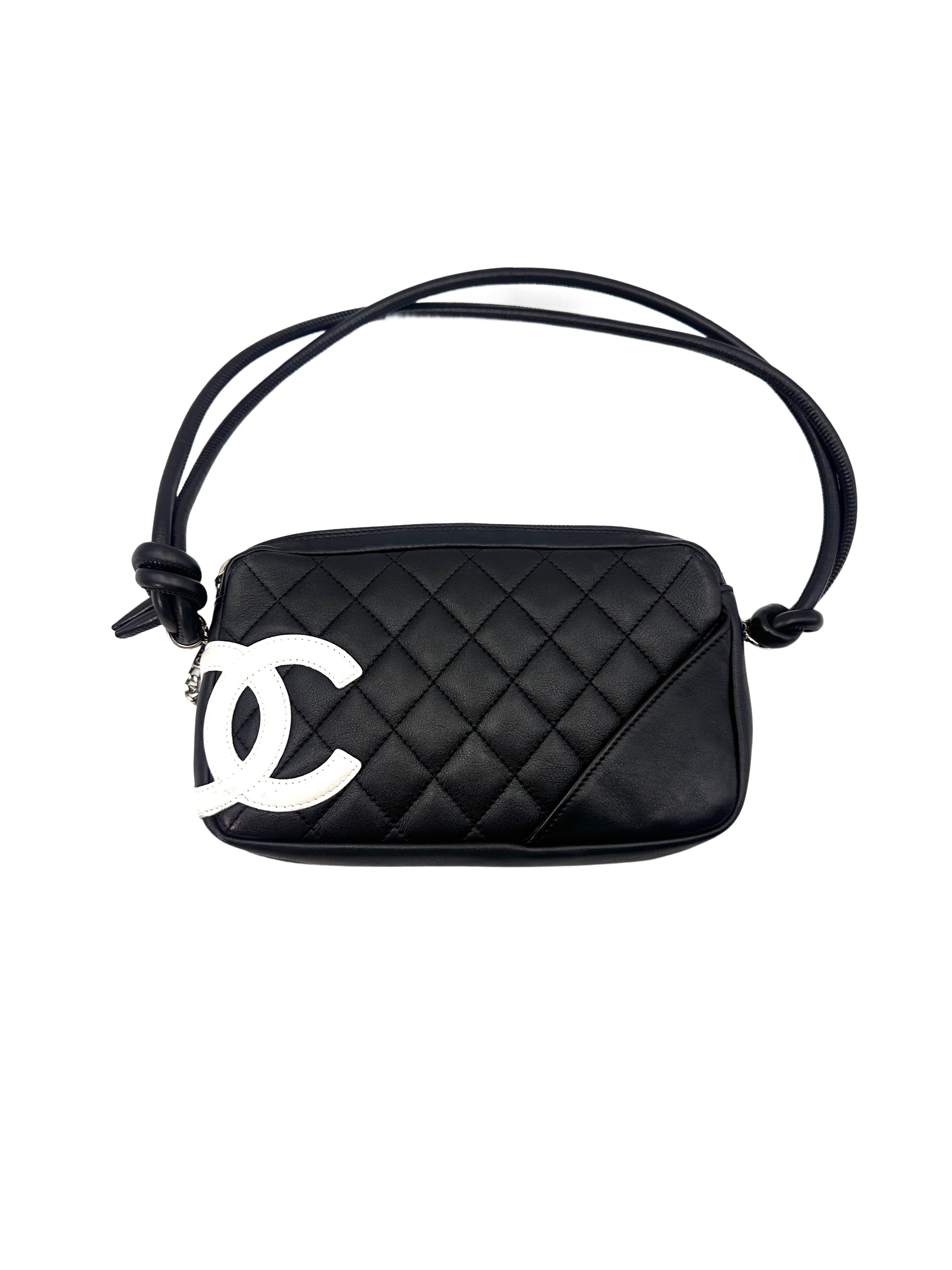 Chanel Cambon Ligne Black Quilted Crossbody Bag With White Logo(10***99)