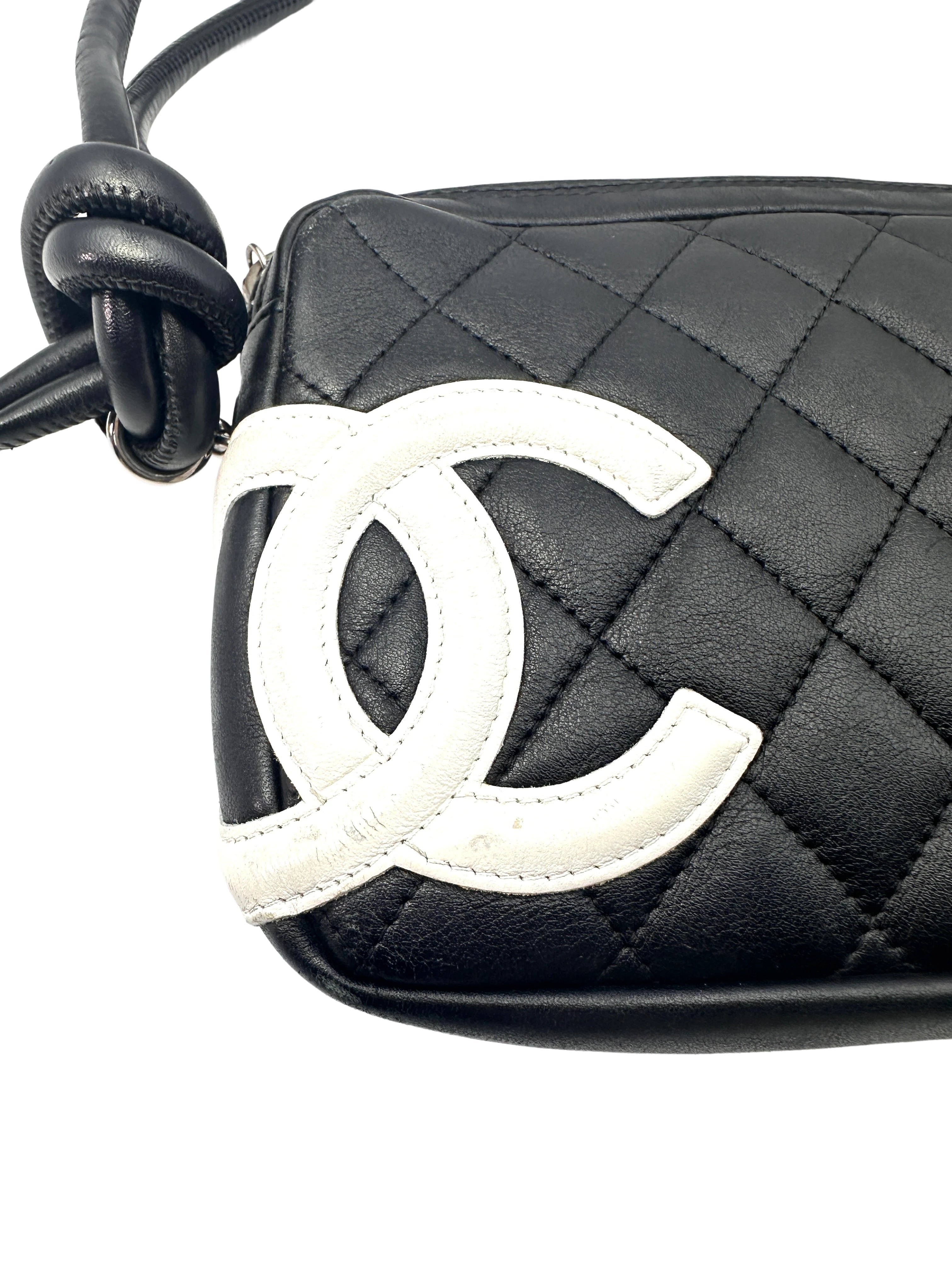 Chanel Cambon Ligne Black Quilted Crossbody Bag With White Logo(10***99)