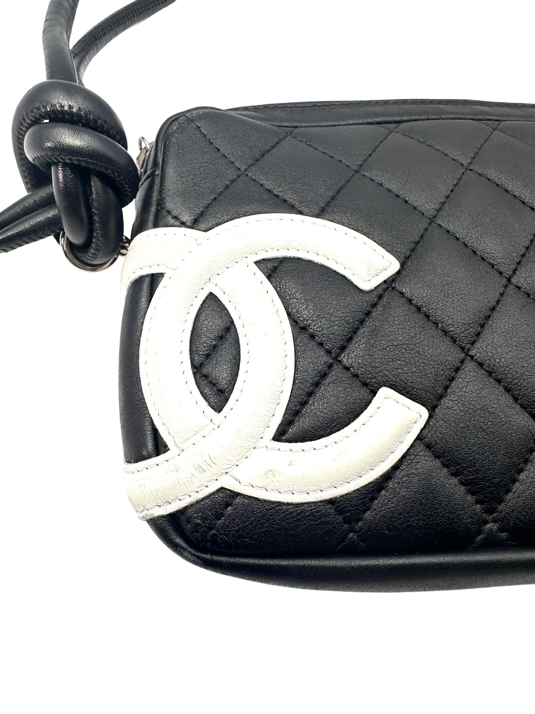 Chanel Cambon Ligne Black Quilted Crossbody Bag With White Logo(10***99)