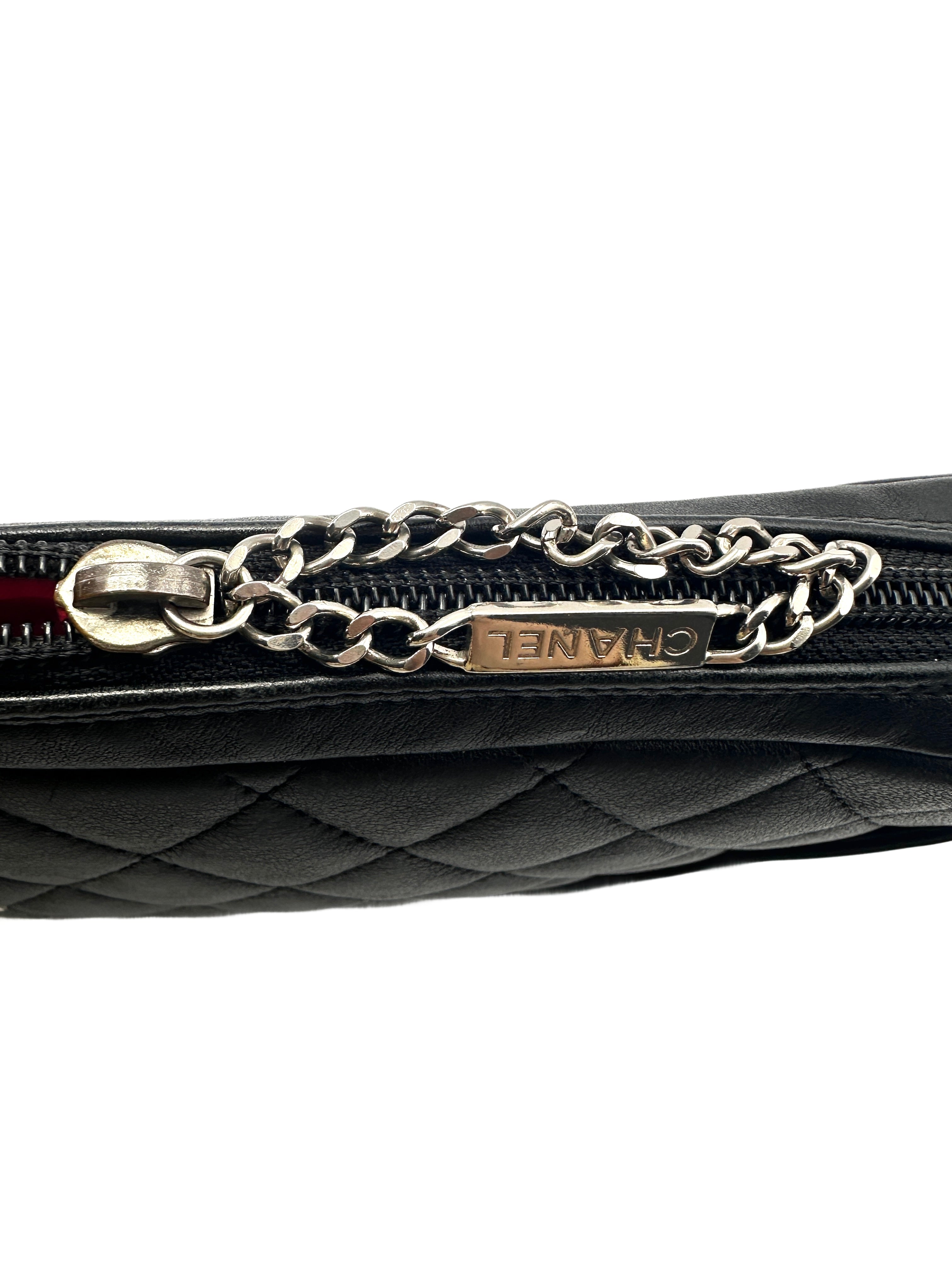 Chanel Cambon Ligne Black Quilted Crossbody Bag With White Logo(10***99)