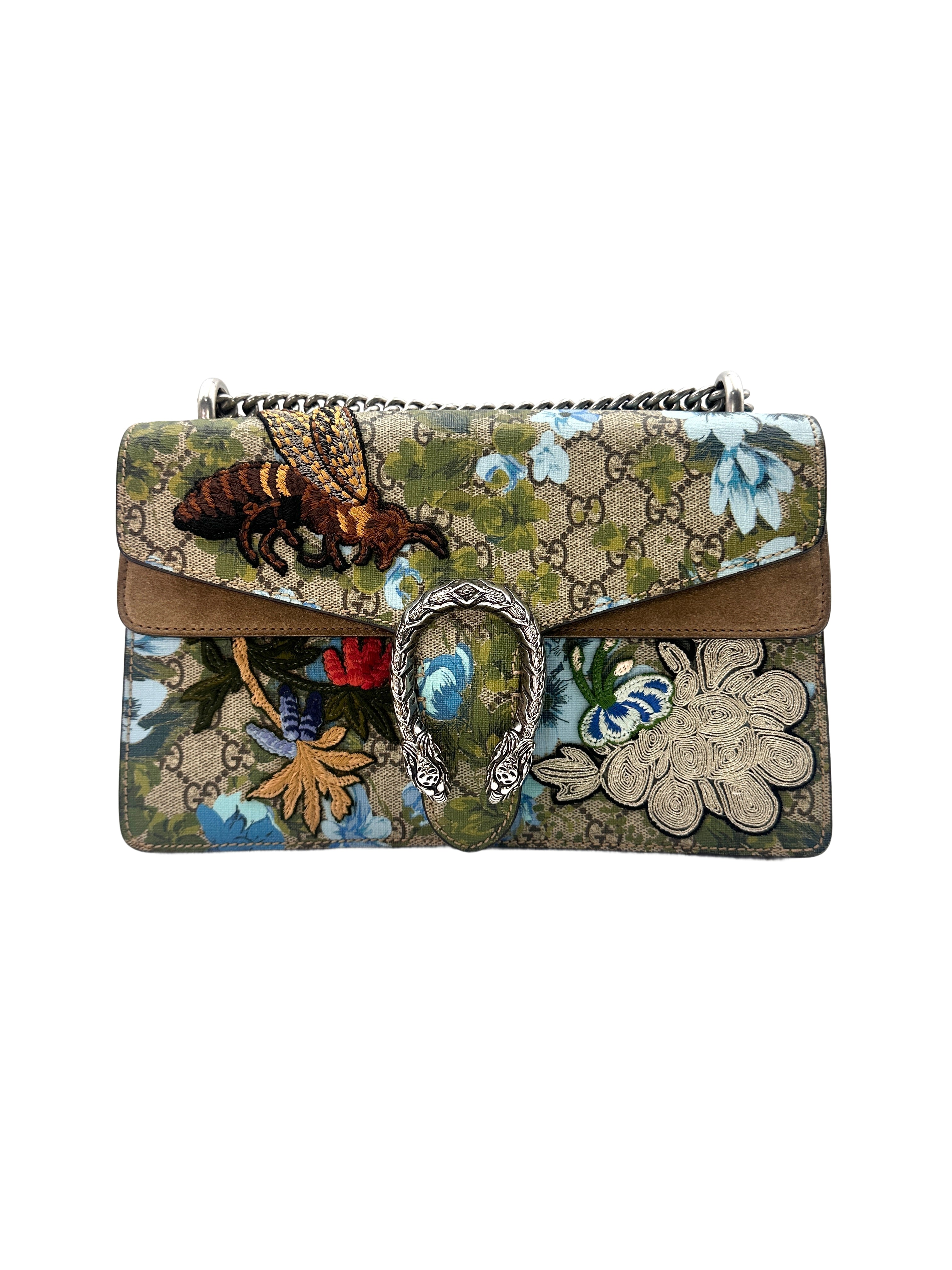 Gucci Dionysus Blooms & Bee Print Embroidered Chain Bag GG625