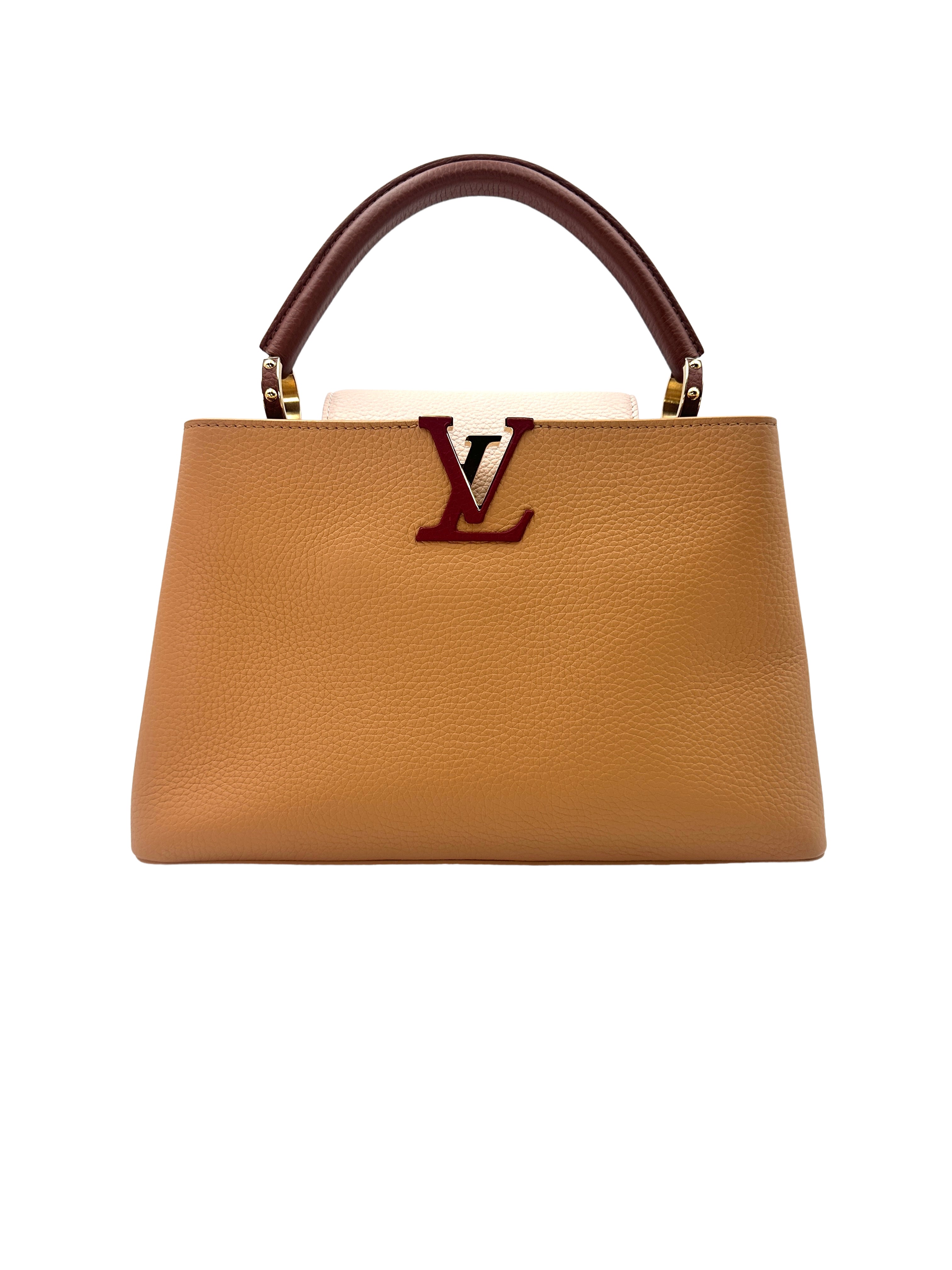 Louis Vuitton Capucines Beige Taurillon Leather Medium Size Handle Bag LV1880