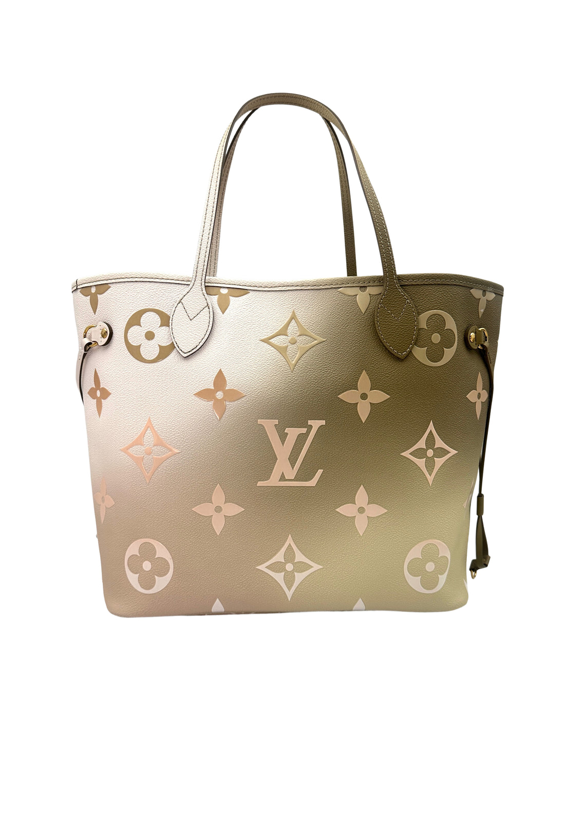 Louis Vuitton "Spring In The City" Neverfull Sunsetset Kaki Monogram Medium Size Handle Bag With Pouch LV1893